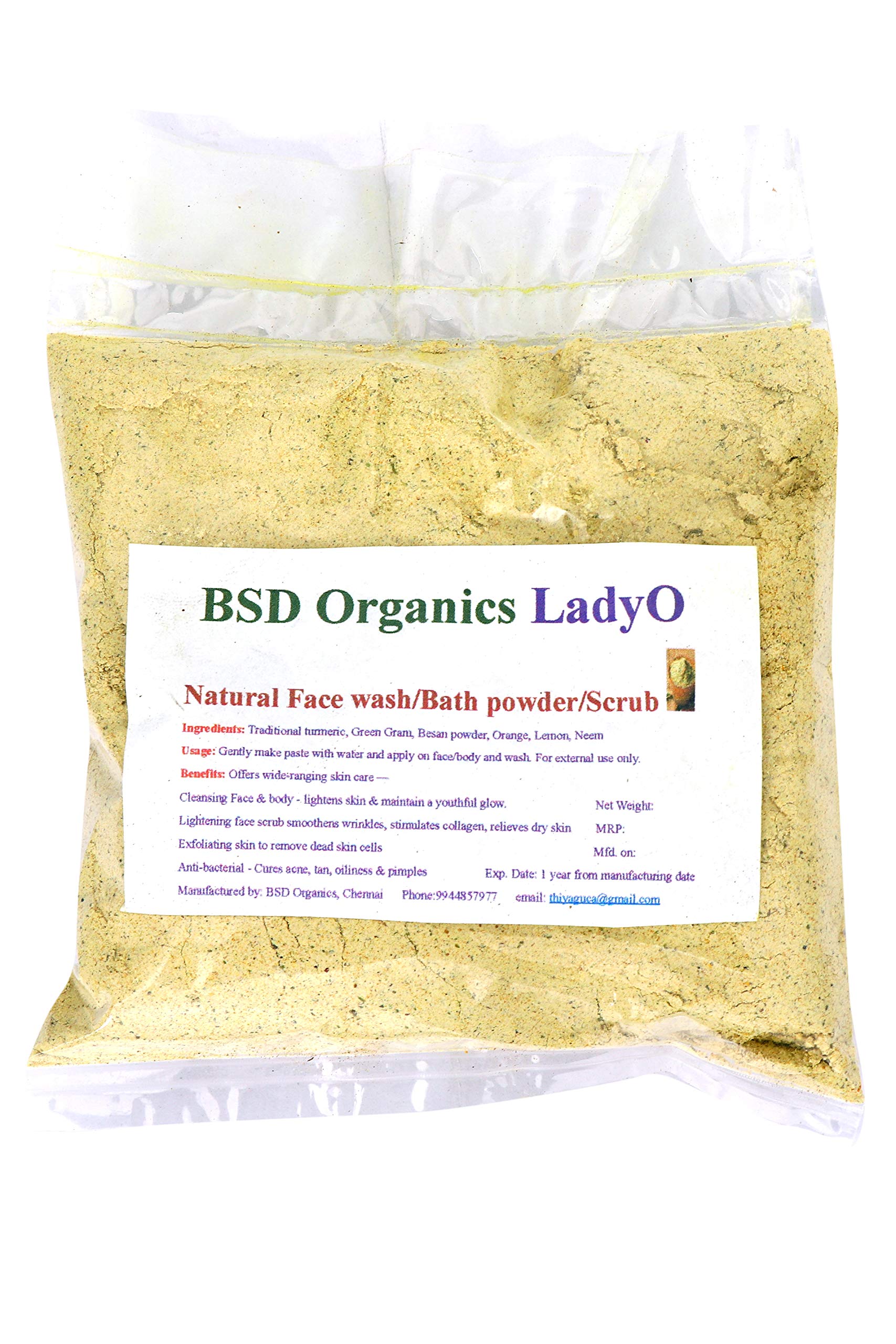 BSD Organics LadyO Natural Herbal Face Wash & Bath Powder Scrub for Women - 100g | Gentle Exfoliating & Cleansing for Glowing Skin | Perfect for Daily Skincare & Spa Relaxation