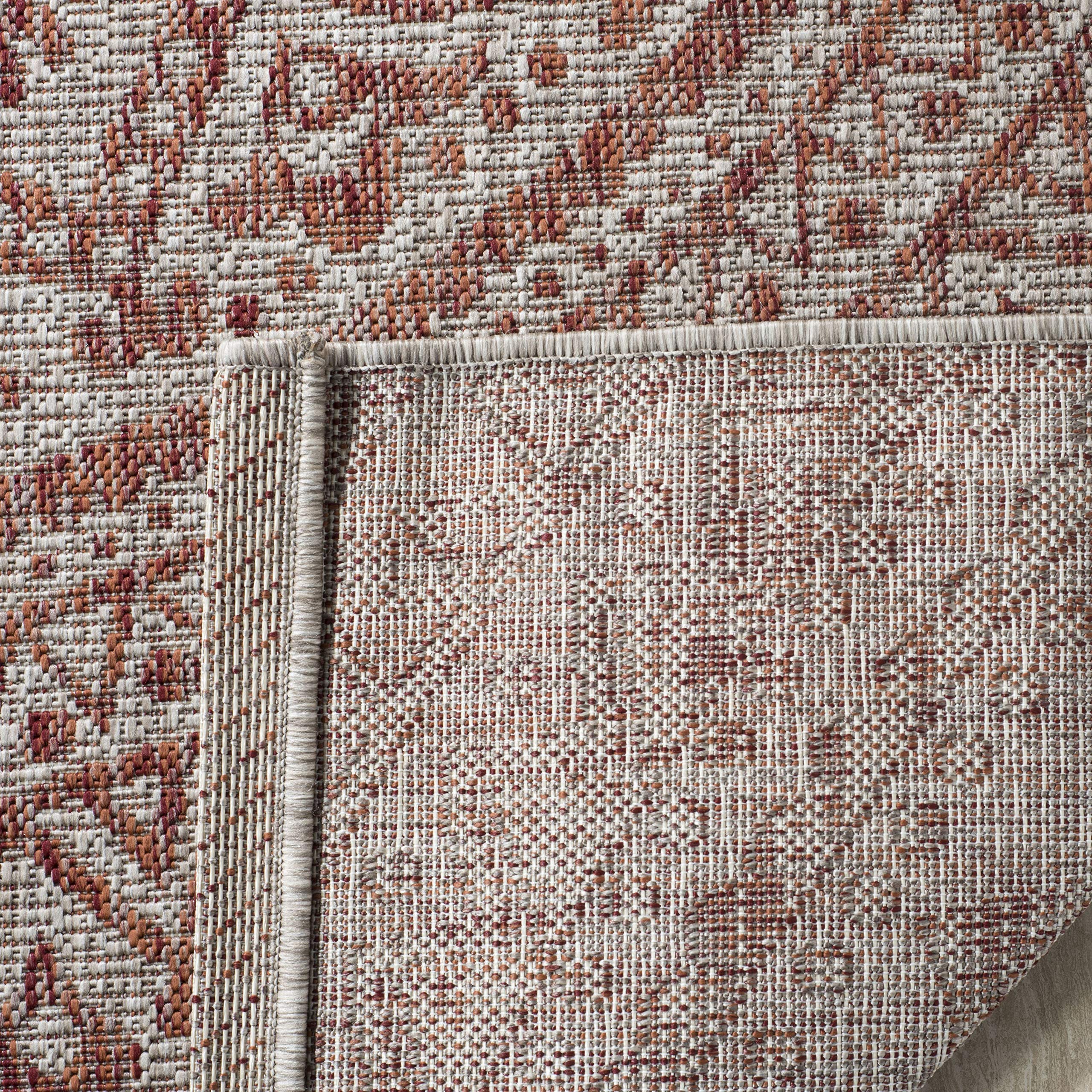 SAFAVIEH Courtyard Collection 9' Square Indoor/Outdoor Rug - Light Beige & Terracotta (CY8734) | Waterproof, Easy to Clean | Perfect for Patio, Backyard, Mudroom & High-Traffic Areas