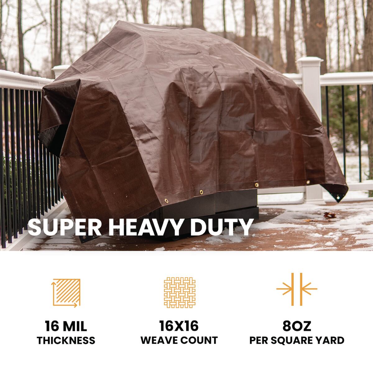 12x25 FT Heavy Duty Poly Tarpaulin Waterproof Cover - Outdoor Camping, Construction, Roof Protection, Equipment Shelter