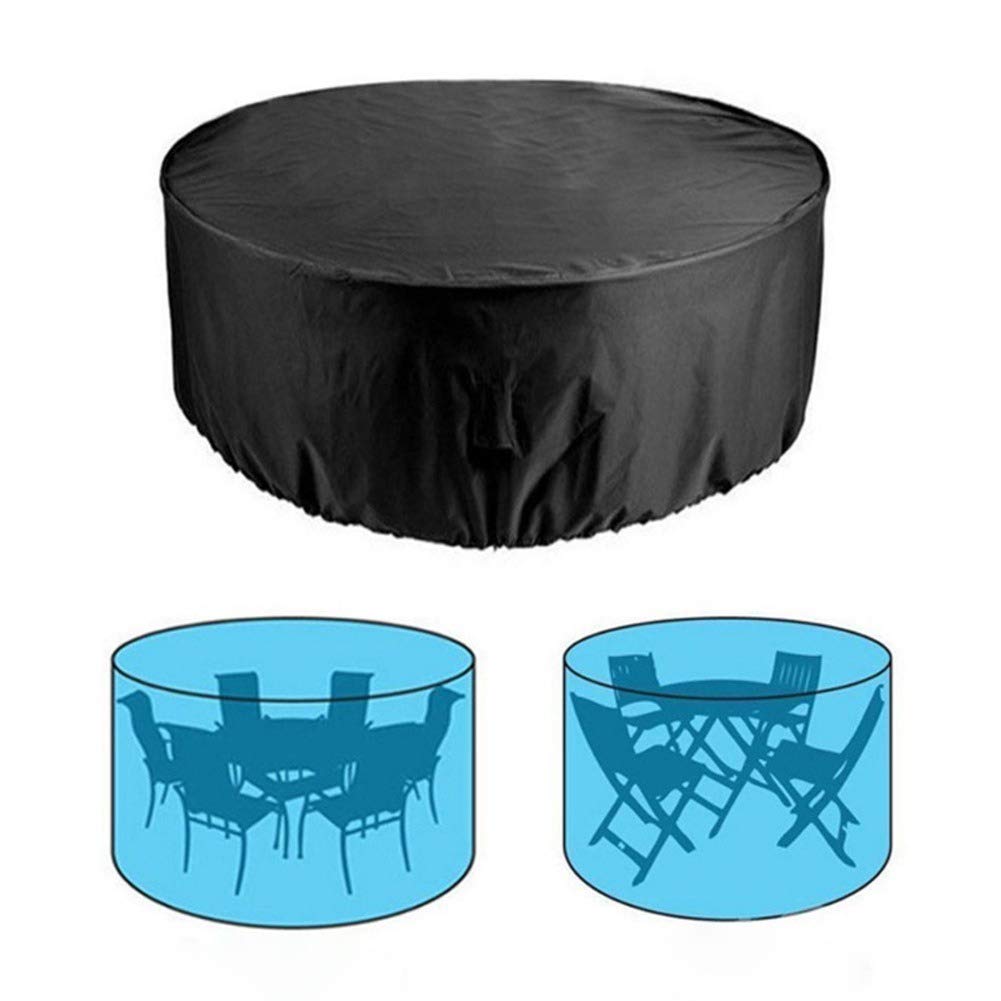 Lagaga Waterproof Outdoor Patio Furniture Covers - Round Garden Table & Chair Set Protective Cover with Drawstring, Dustproof & UV Resistant (96