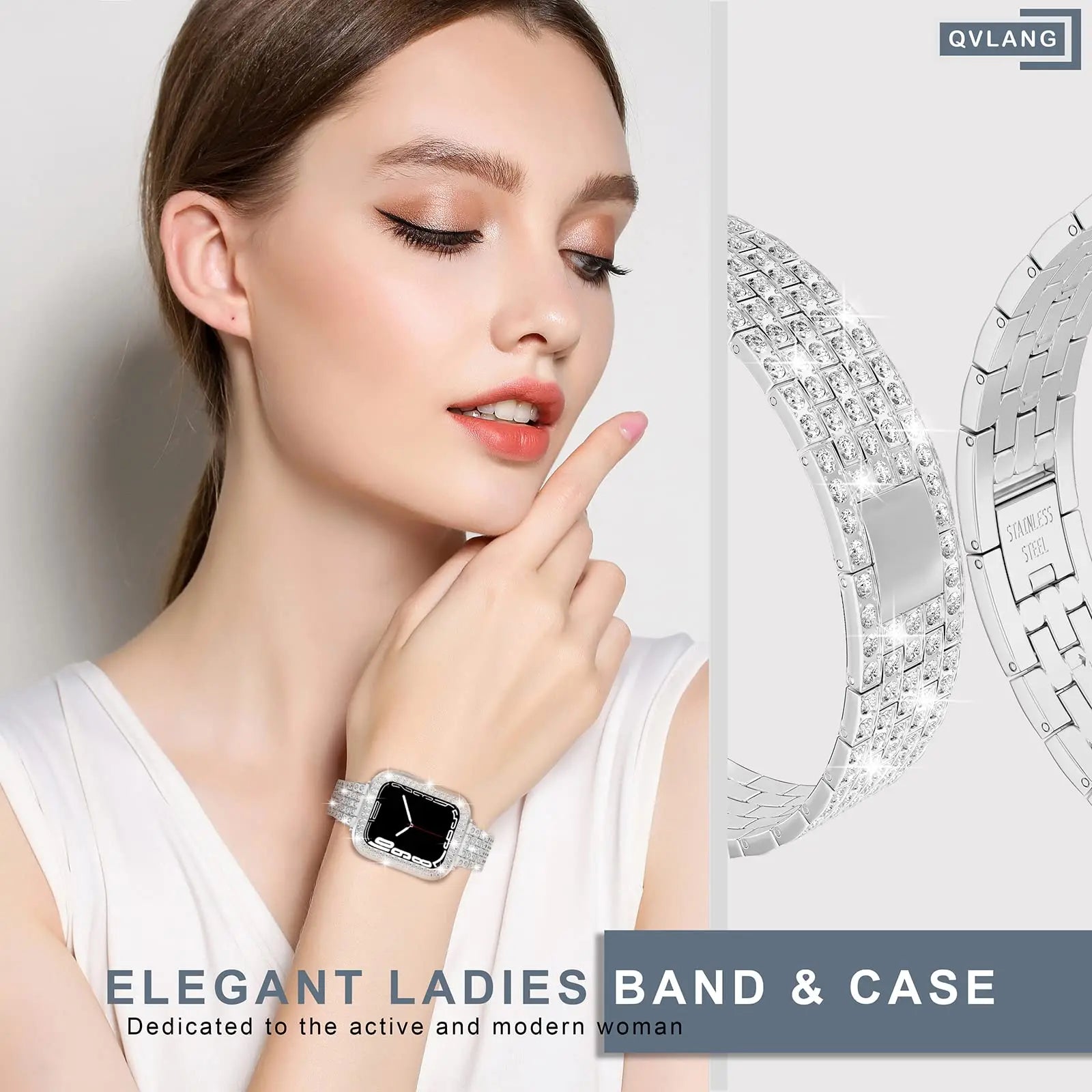Diamond Style Jewelry Strap & Case - Elegant Watch Band with Rhinestones for Women | Perfect for Parties, Weddings & Special Occasions