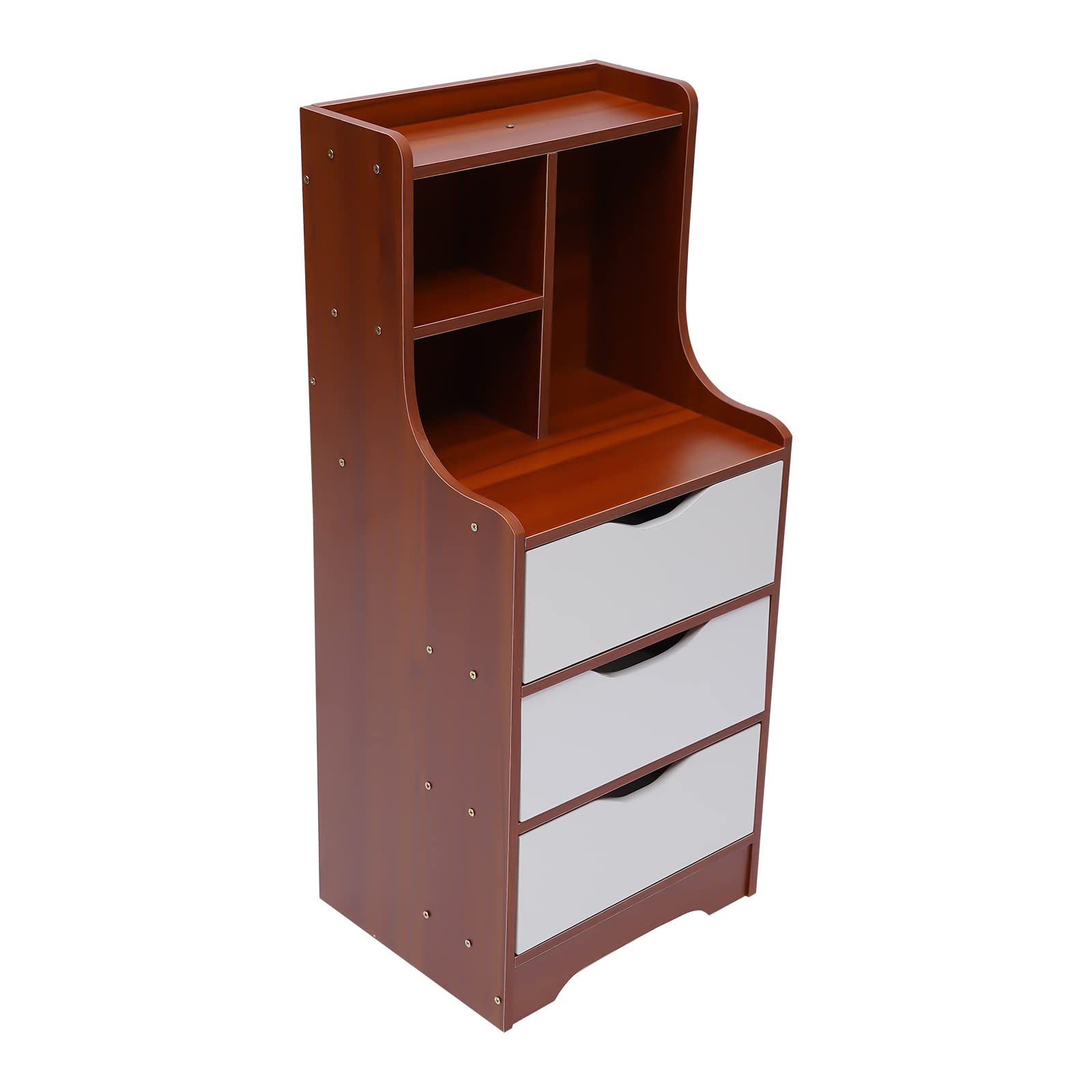 Modern Nightstand with 3 Drawers & Open Shelf - Bedside Table with Storage for Bedroom, Dorm, Apartment - Easy Assembly Wooden Side Cabinet - Perfect for Reading Lamps, Books & Bedroom Organization