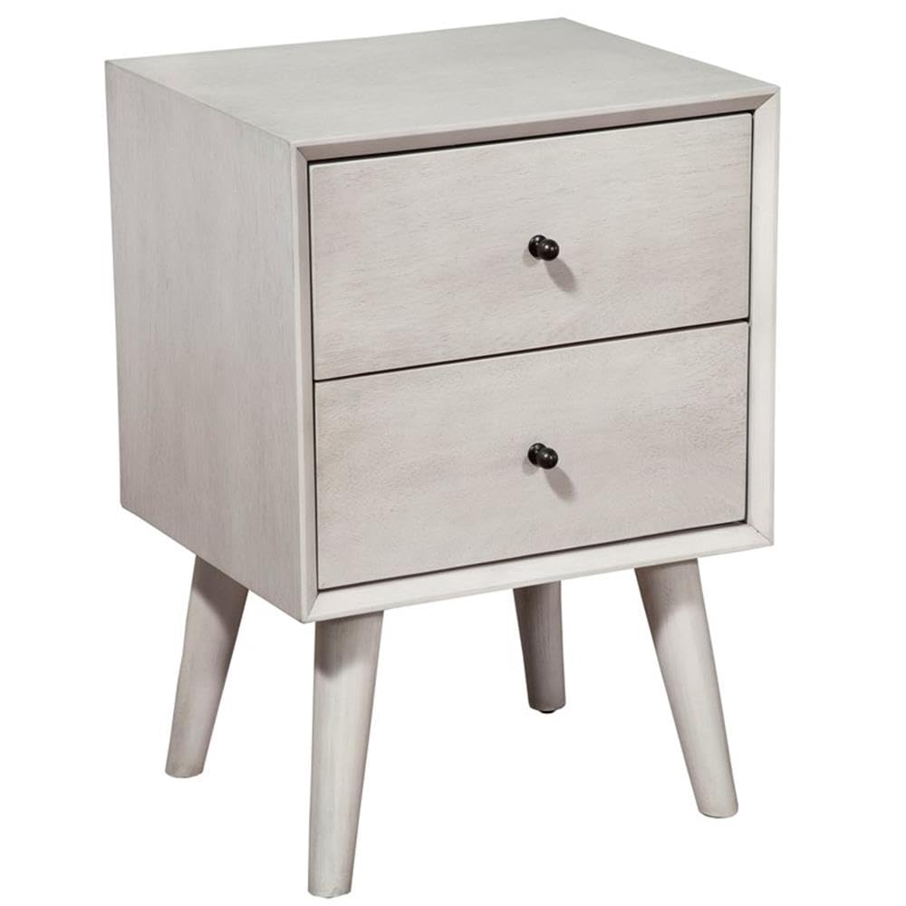 Home Square 2 Drawer Wood Nightstand Set in Gray (Set of 2) - Modern Bedside Table with Storage for Bedroom, Living Room & Office - Perfect for Small Spaces & Home Decor