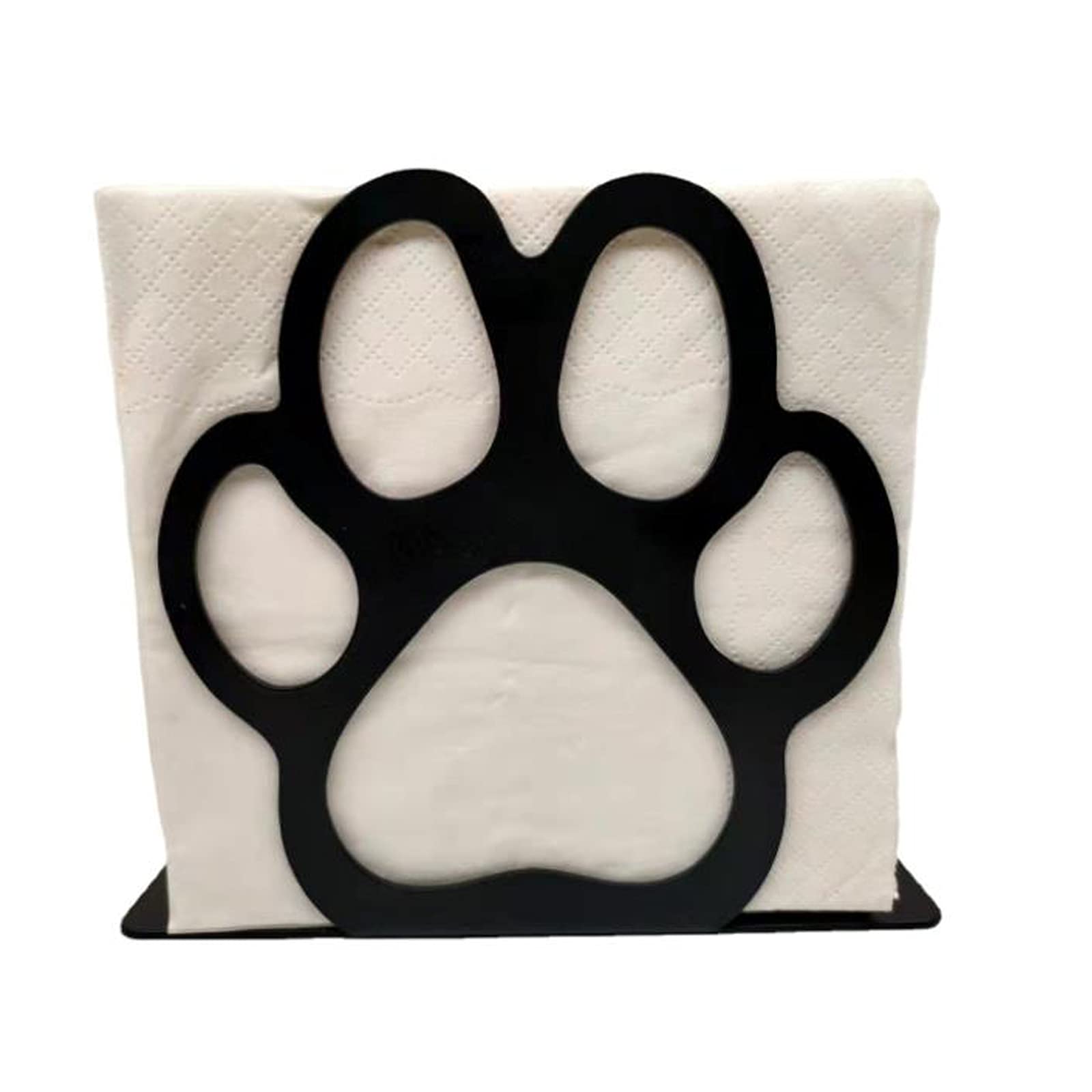 Black Animal Footprint Napkin Holder - Freestanding Tissue Dispenser with Cat Paw & Bear Claw Design, Non-Slip Table Decor for Home, Kitchen, Restaurant, Picnic, Party & Wedding | Perfect for Dining Tables, Buffets, and Outdoor Gatherings