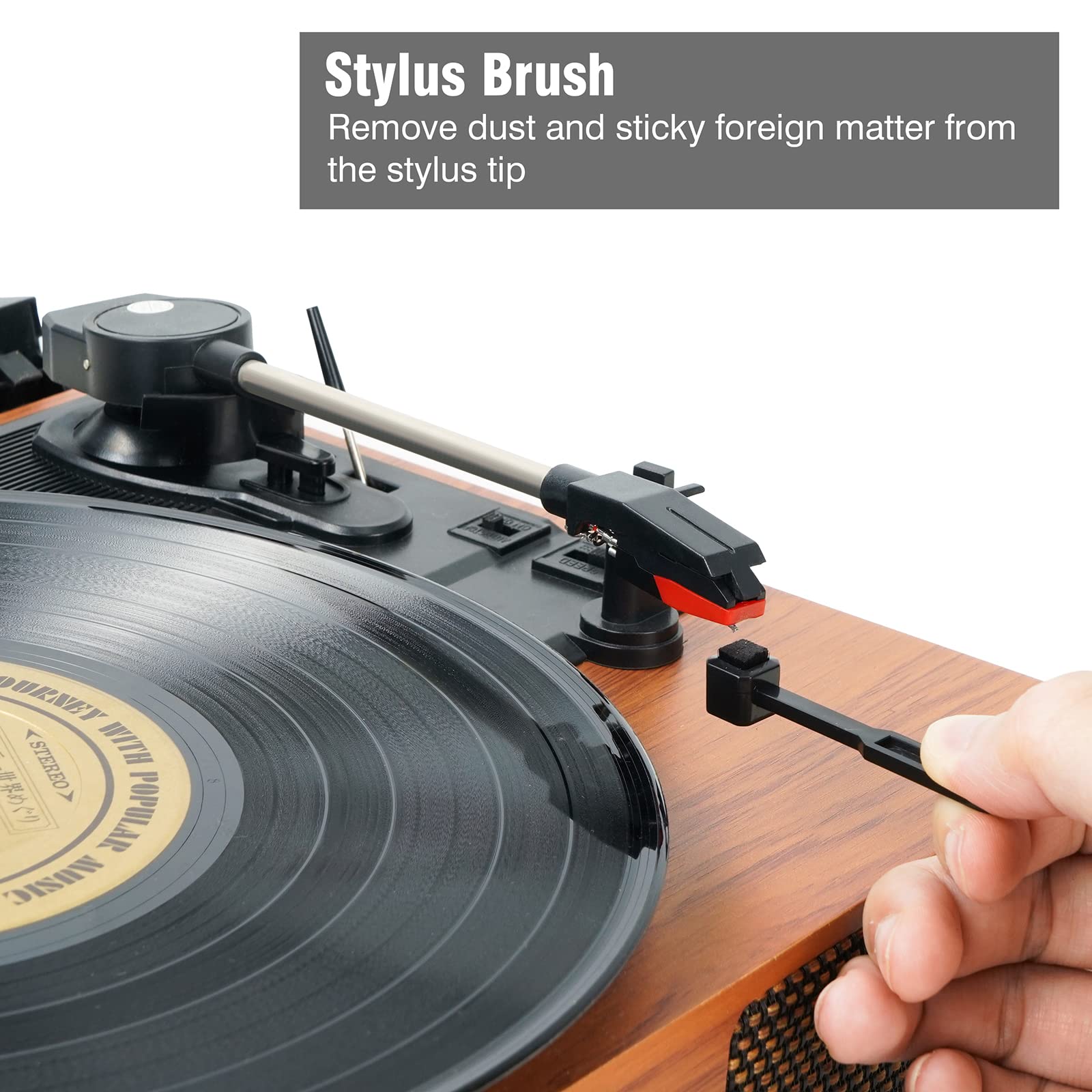 Vinyl Record Cleaning Kit - 3-in-1 Turntable Records Cleaner with Soft Anti-Static Velvet Brush & Stylus Cleaner | Perfect for Vinyl Enthusiasts & DJs to Maintain Record Collection & Improve Sound Quality