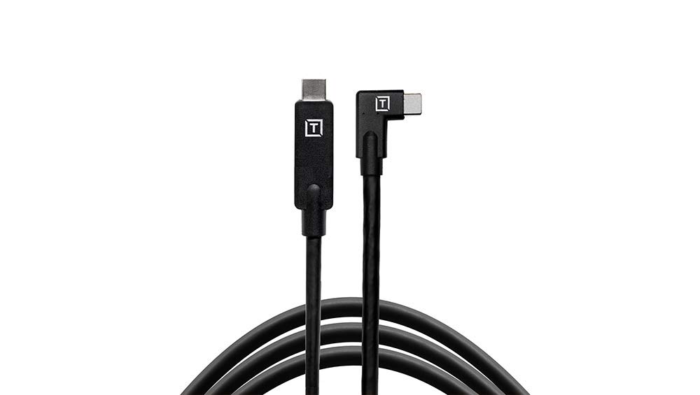 Tether Tools 15 ft USB-C to USB-C Right Angle Black Cable - High-Speed Data Transfer for Tethering DSLR Camera to MacBook/PC - Perfect for Photography Studio, On-Location Shoots & Video Production