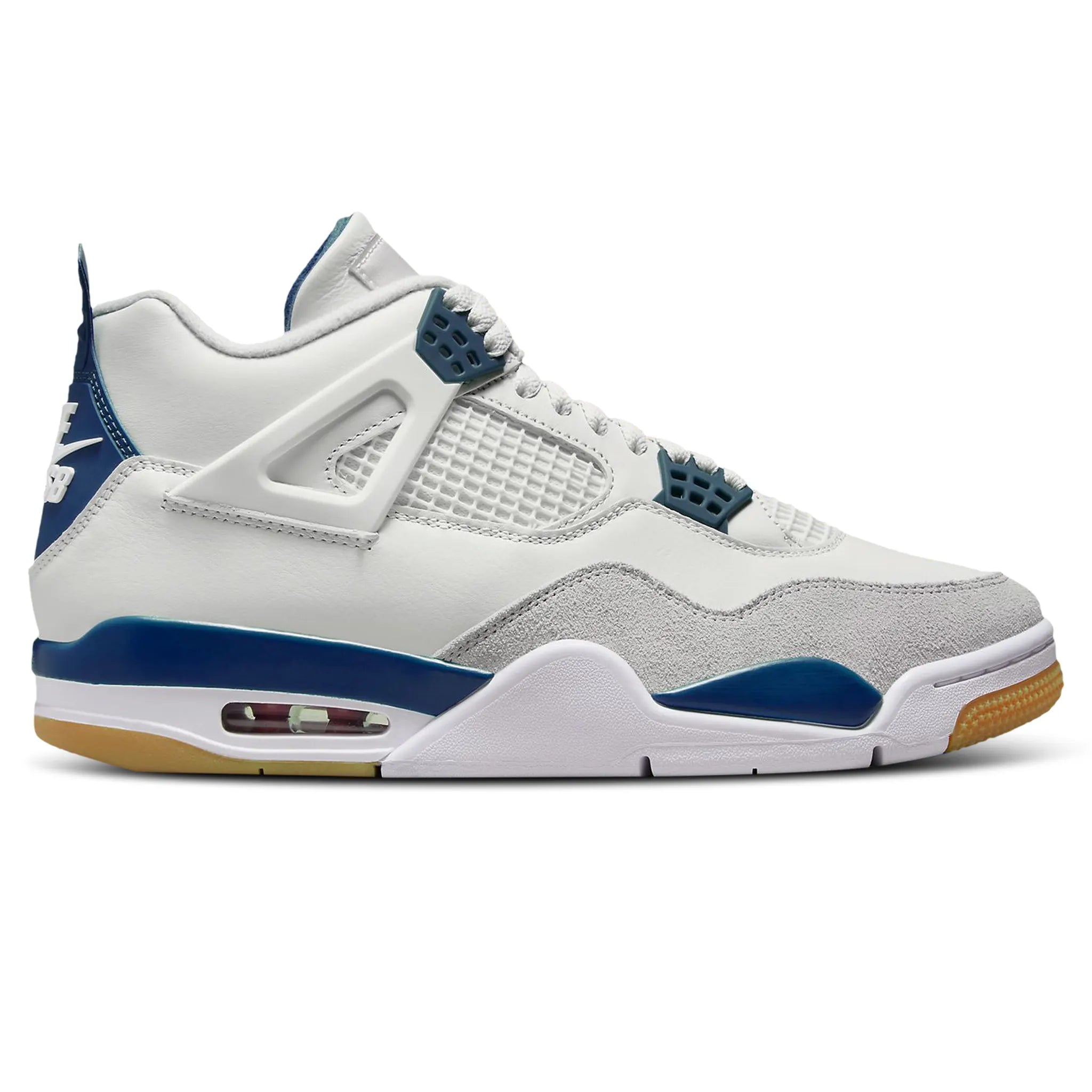 Nike SB x Air Jordan 4 Retro Sneakers - White Navy Blue Skateboarding Shoes for Men | Basketball & Streetwear Fashion | Perfect for Skateboarding, Casual Wear & Sneaker Collectors