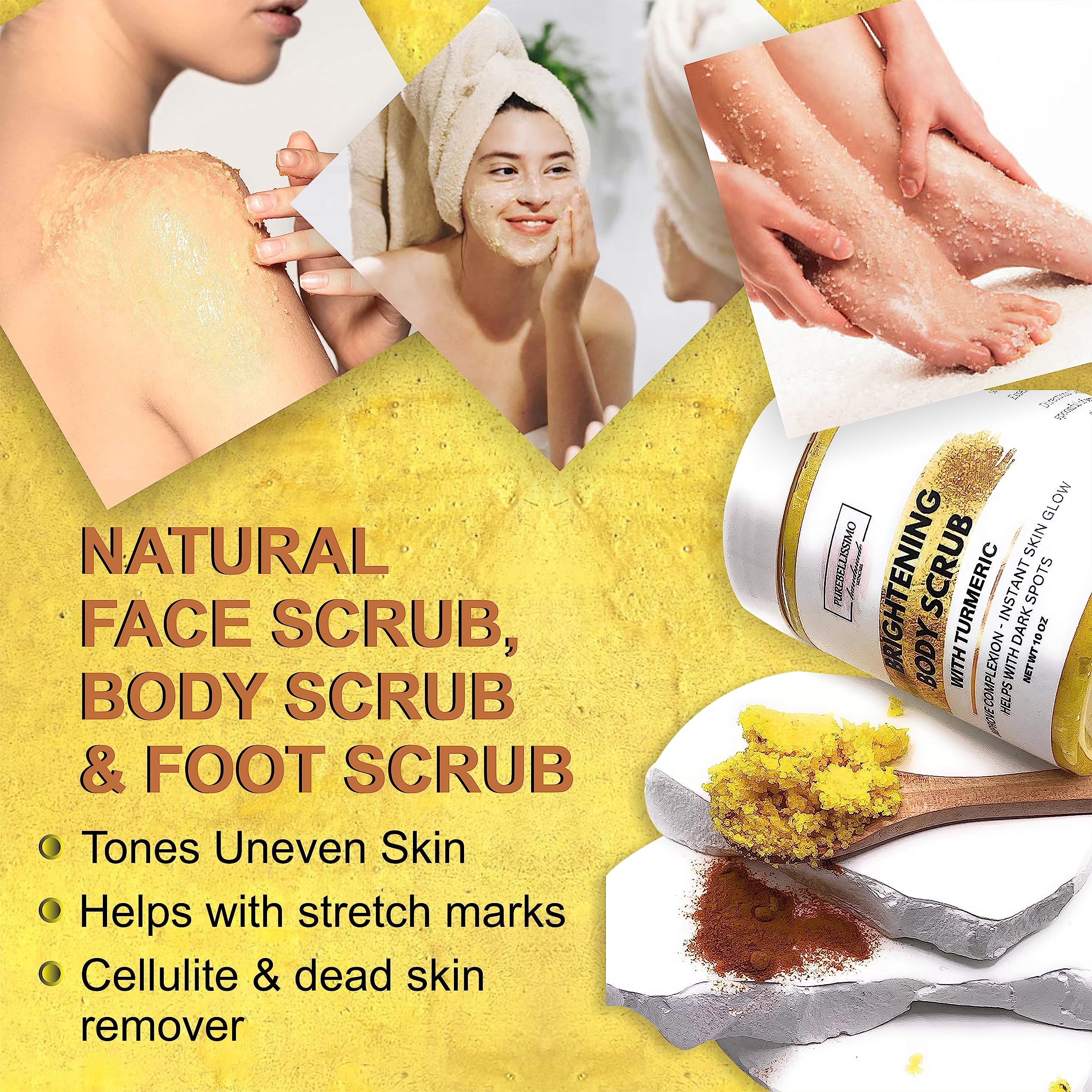 Brightening Turmeric Sugar Body Scrub for Dark Spots - Exfoliating & Glowing Skin Care - Perfect for Spa Day & At-Home Self Care Routine