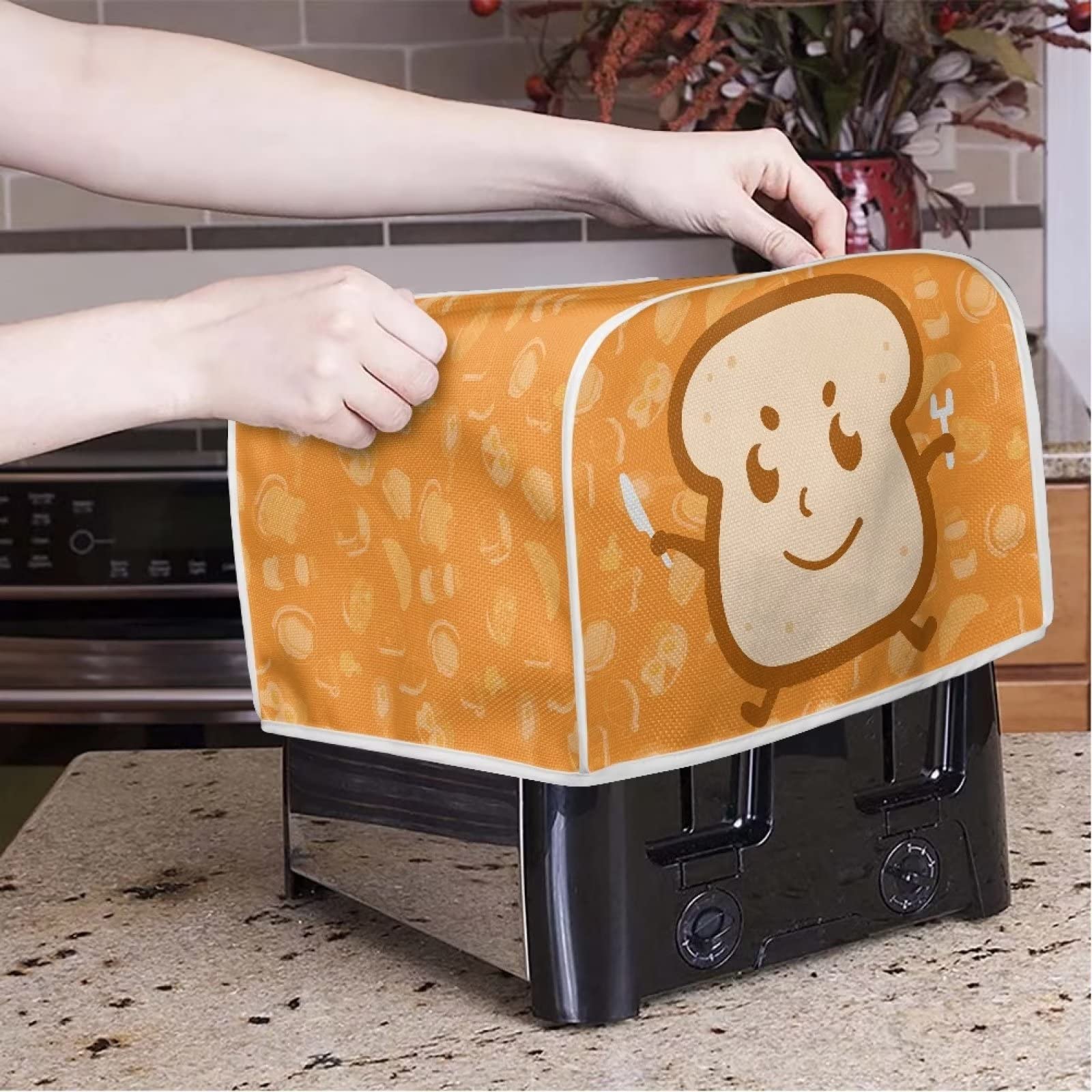 Chaqlin 2-Slice Long Slot Toaster Cover - Cute Yellow Dust & Fingerprint Protection for Bread Appliances | Perfect for Kitchen Countertop & Small Appliances