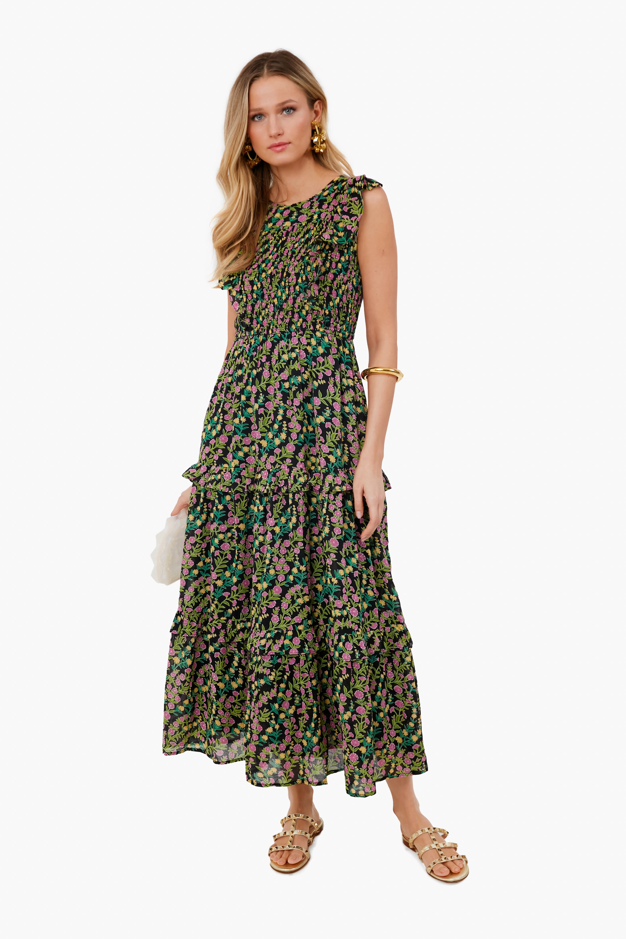 Elegant Black Iris Floral Print Dress for Women - Perfect for Weddings, Parties & Special Occasions