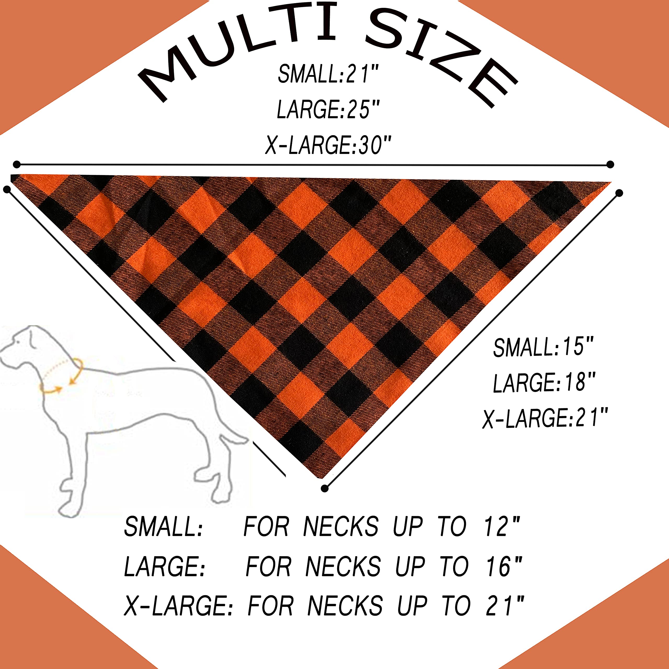 Realeaf Thanksgiving Fall Dog Bandanas 2 Pack - Orange Plaid Pet Scarf for Small & Medium Dogs | Premium Durable Fabric Holiday Bandanas for Boy & Girl Puppies | Perfect for Halloween, Thanksgiving & Autumn Photo Shoots
