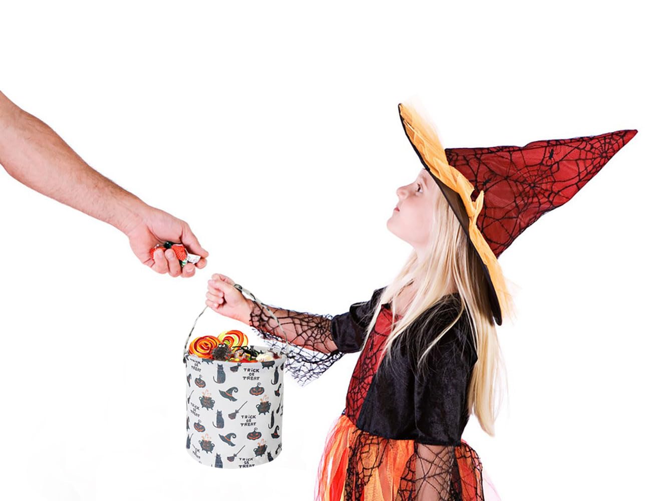 Halloween Candy Buckets for Kids - Black Cat Trick or Treat Bucket with Handle | Halloween Party Decorations & Gift Baskets | Perfect for Trick-or-Treating, Halloween Parties & Home Decor