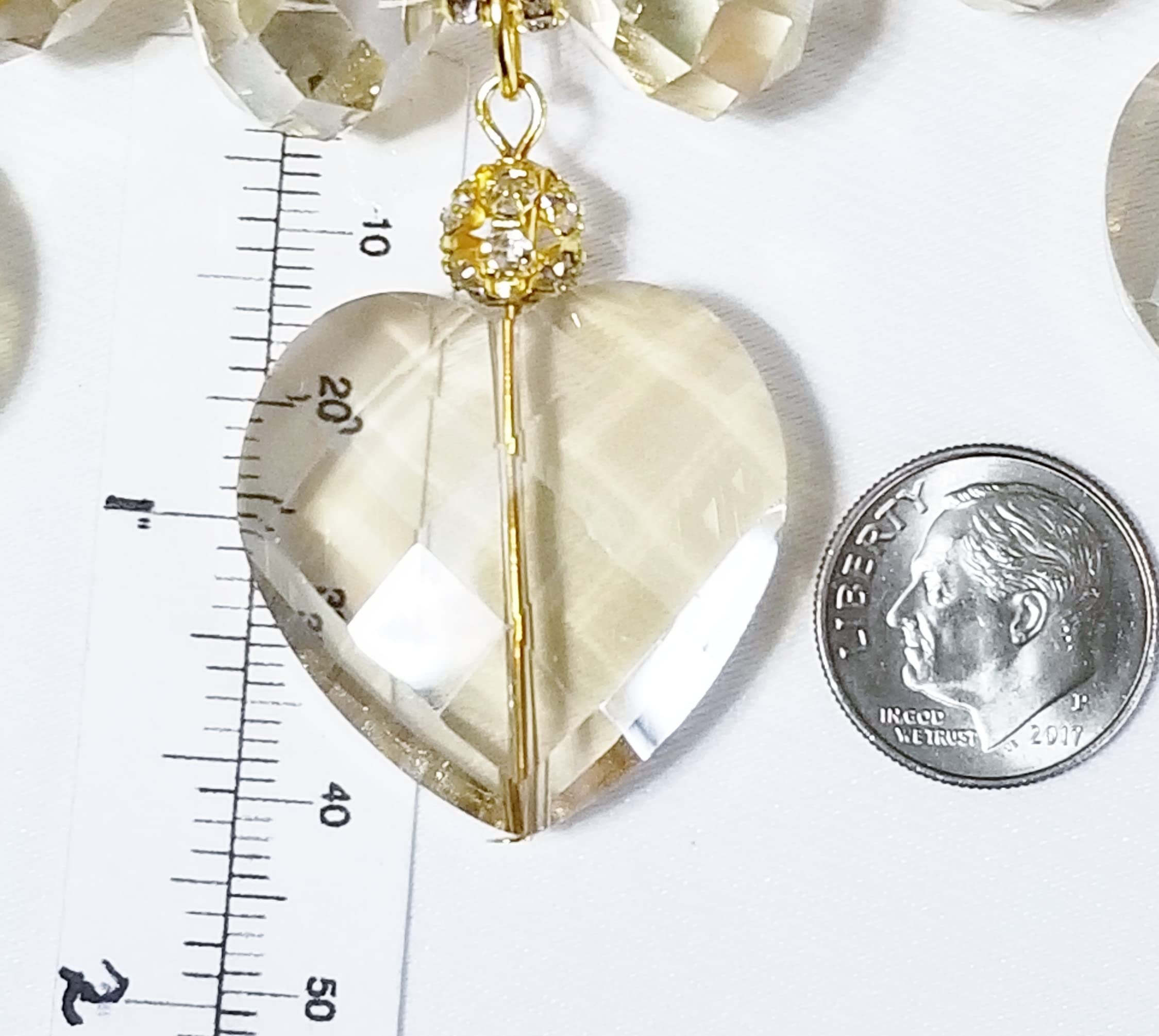 Exquisite Rare Sparkly Champagne Austrian Crystal Jewelry Set - Necklace, Earrings & Bracelet with 5 Hearts Design | Perfect for Weddings, Anniversaries & Special Occasions