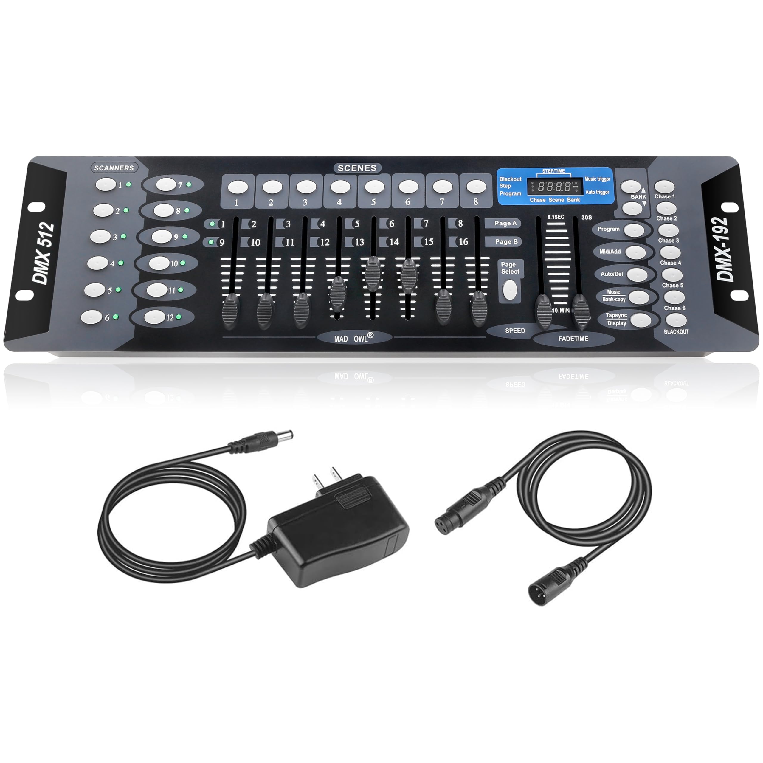 Professional 192-Channel DMX512 Controller for DJ Lights & Stage Lighting - DMX Board with 2m/6.6ft DMX Cables - Perfect for Clubs, Concerts & Live Events