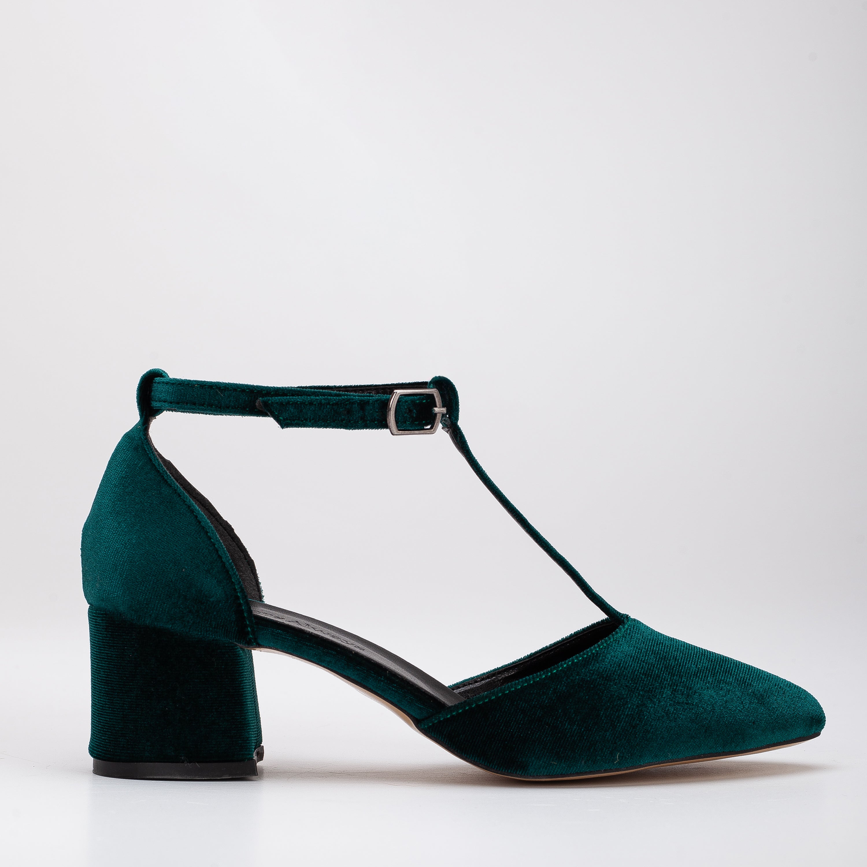 Anicette Green Velvet Mary Jane Shoes for Women - Comfortable Vintage Style Flats - Perfect for Weddings, Parties & Everyday Wear