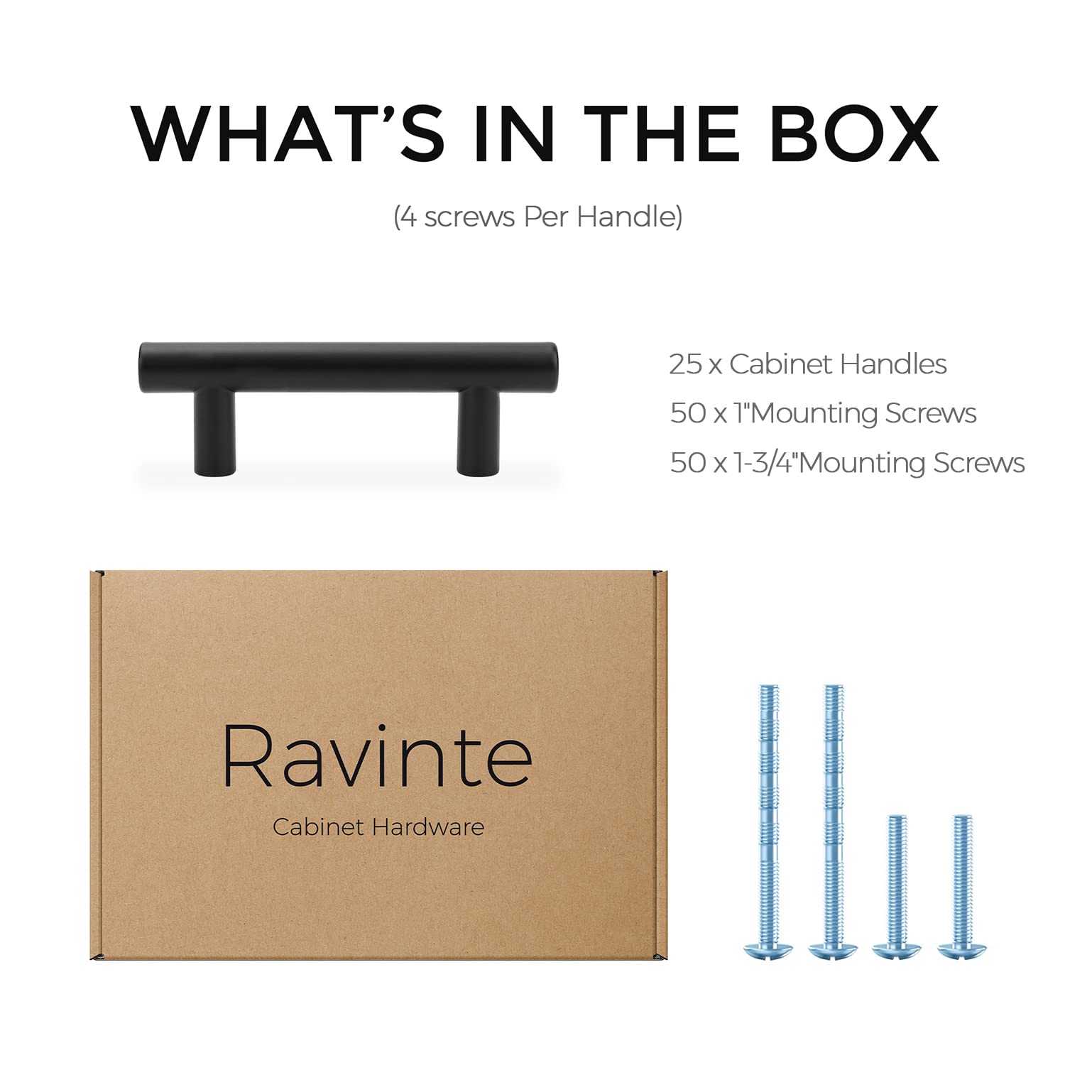 Ravinte 10 Pack 2-1/2 Inch Hole Center T-Bar Cabinet Pulls - Matte Black Stainless Steel Kitchen Cabinet Handles (4 Inch Length) - Perfect for Cupboards, Drawers & Modern Kitchen Renovations