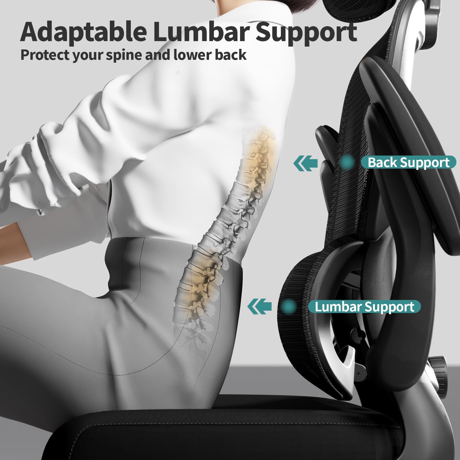 Ergonomic Office Chair with Wheels - 330 LBS Capacity High Back Mesh Desk Chair for Home & Gaming - Comfortable Computer Chair for Long Hours Work (Black) - Perfect for Home Office, Gaming Setup & Workspaces
