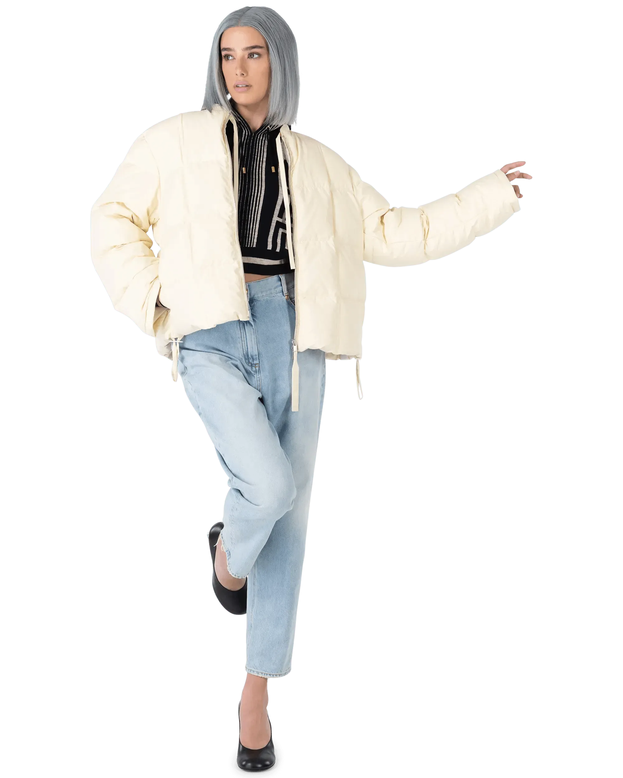 Maxi Monogram Cropped Knit Hoodie for Women - Stylish Oversized Pullover Sweatshirt for Casual Wear, Street Fashion & Loungewear