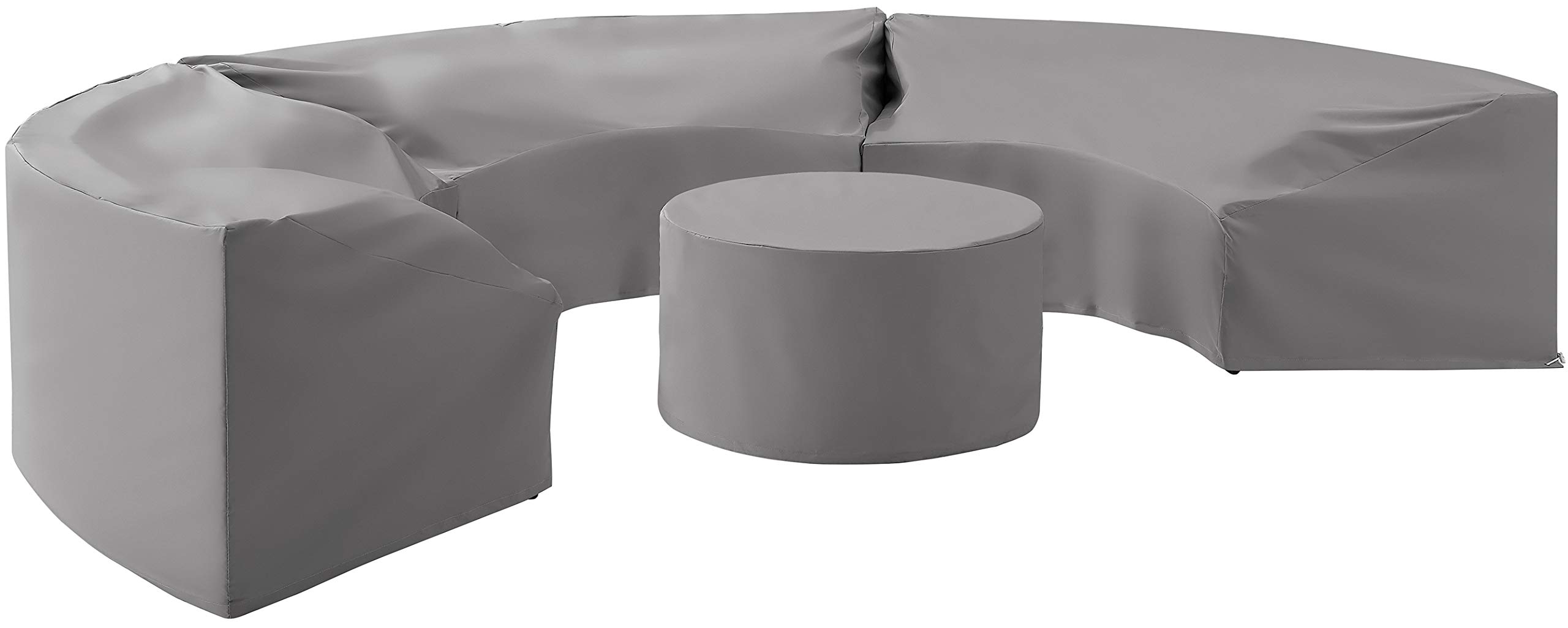 Waterproof 4-Piece Patio Furniture Cover Set for Round Outdoor Sectional - Gray - Heavy Duty Weather Protection for Outdoor Sofa, Loveseat & Chairs - Perfect for Backyard, Deck & Poolside Use