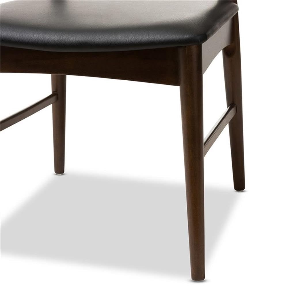 Baxton Studio Winton Modern Dining Chairs Set of 2 - Black & Brown Upholstered Side Chairs for Kitchen, Dining Room, Office - Comfortable & Stylish Seating Solution
