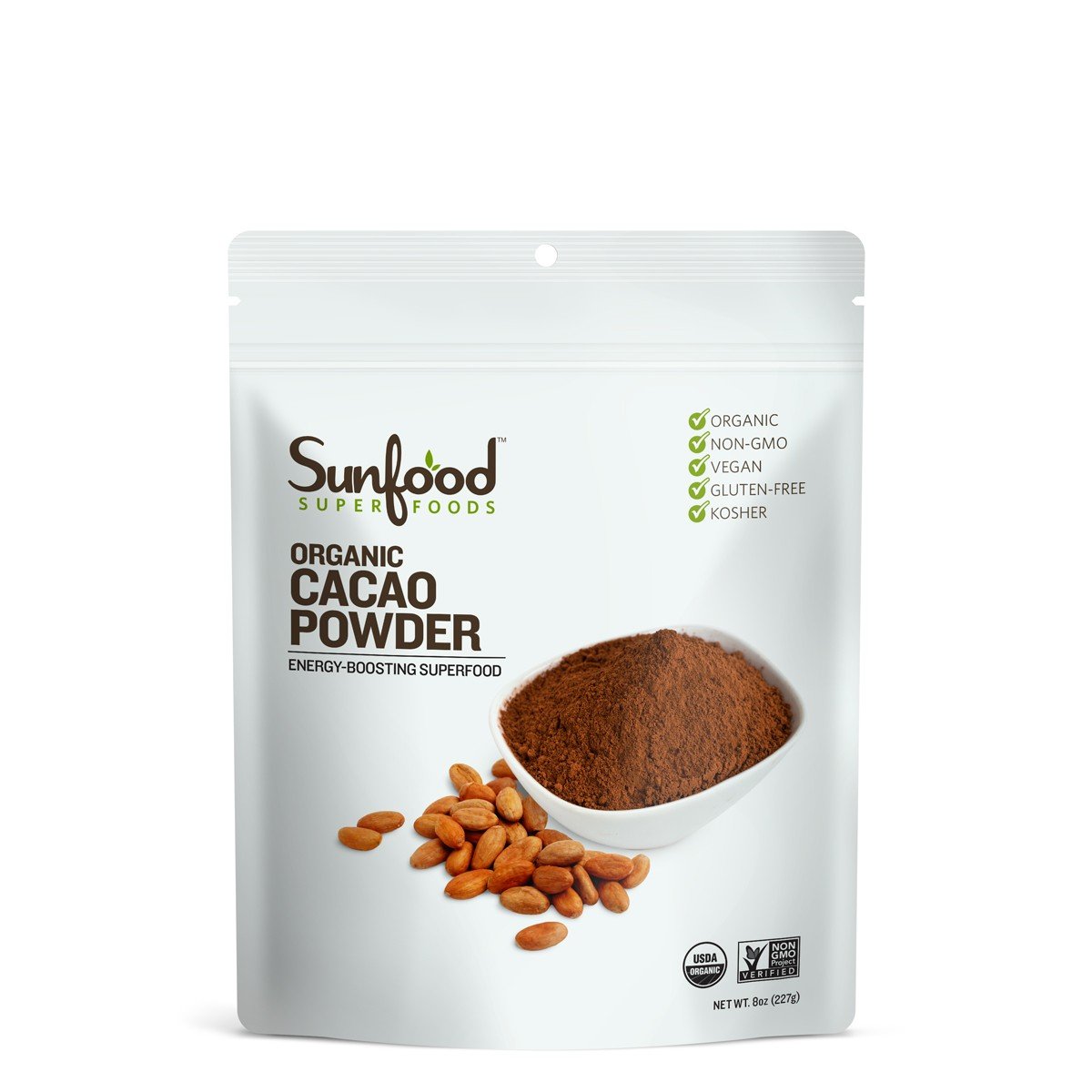 Organic Sunfood Cacao Powder - 8oz (Pack of 2) | Raw, Vegan, Gluten-Free Superfood for Baking, Smoothies & Healthy Hot Chocolate | Perfect for Desserts, Energy Balls & Keto Recipes