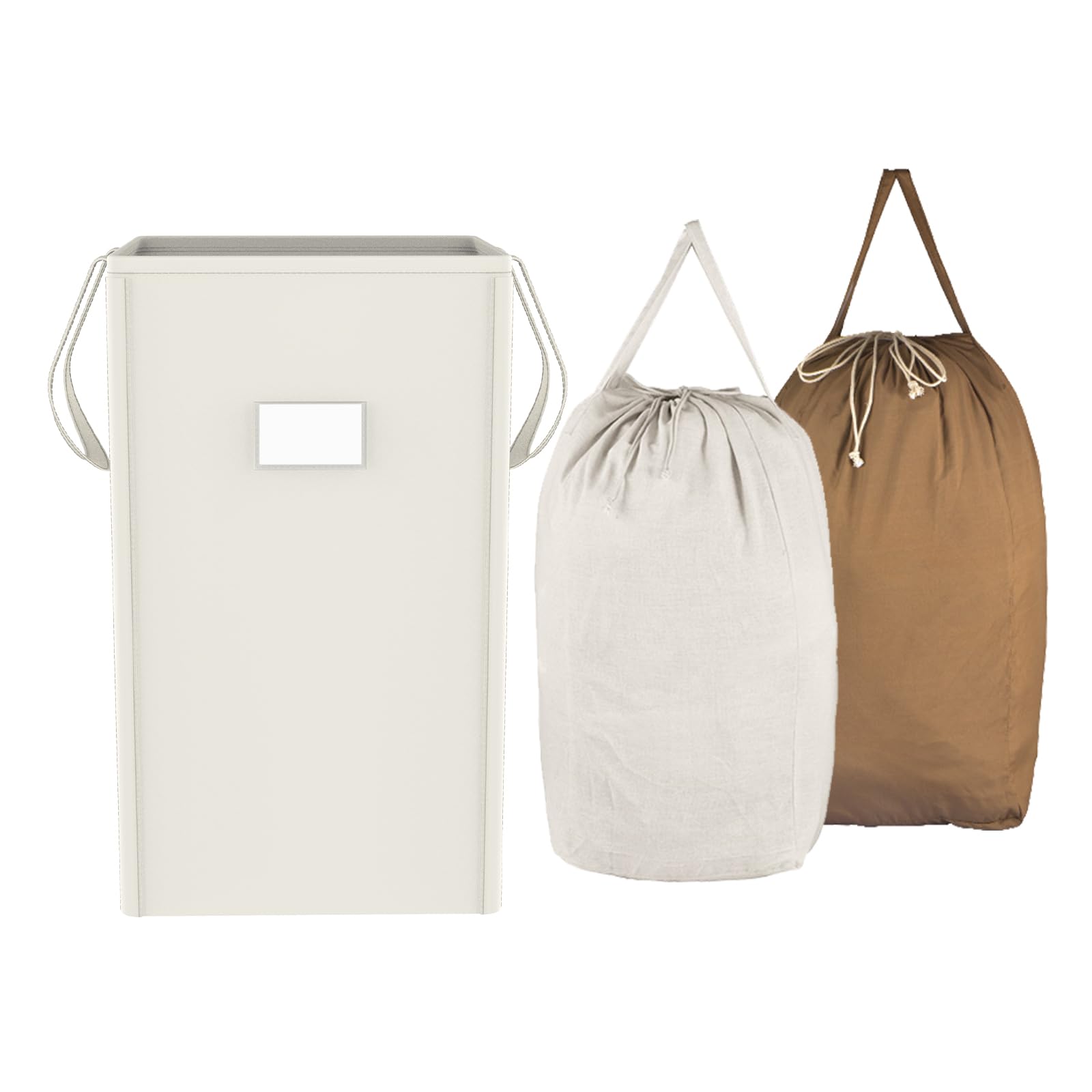 MCleanPin 210L Collapsible Laundry Hamper with 2 Washable Bags - Foldable Clothes Basket with Handles for Dorm, College & Home - Cream White - Perfect for Bedroom, Bathroom & Laundry Room Organization