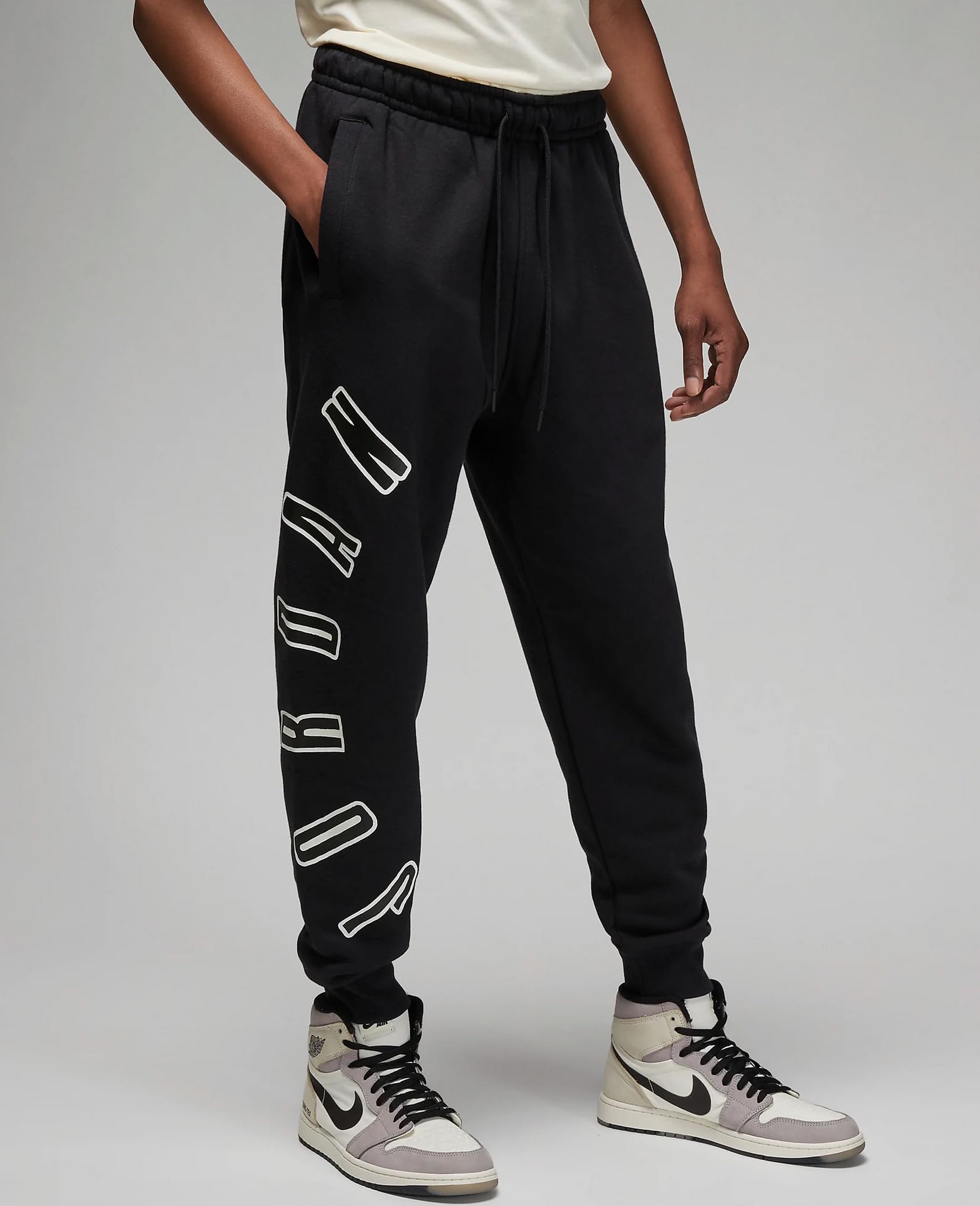 Nike Jordan Men's Flight MVP Fleece Sweatpants - Black/Black, Medium - Cotton/Polyester/Fleece Joggers for Casual Wear, Gym & Street Style