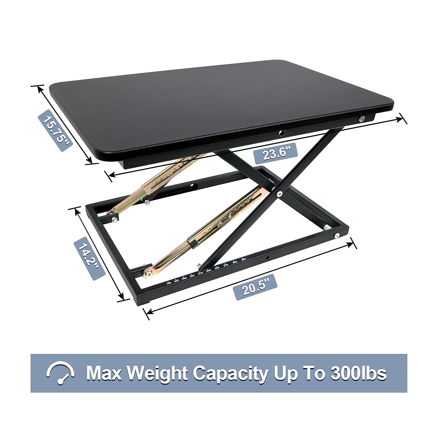 Ergonomic Standing Desk Converter - Height Adjustable Stand Up Desk Riser for Home & Office (Black) | Supports 300 lbs, Fully Assembled Monitor/Laptop Workstation | Perfect for Remote Work, Gaming & Productivity
