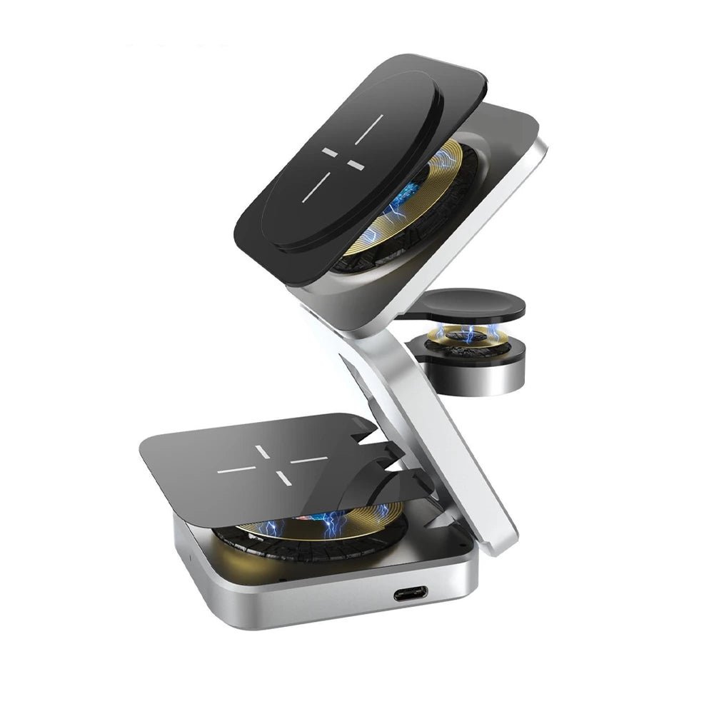 PowerFold Pro: 3-in-1 Foldable MagSafe Charging Stand for iPhone, Apple Watch & AirPods - Portable Wireless Charger for Home, Office & Travel