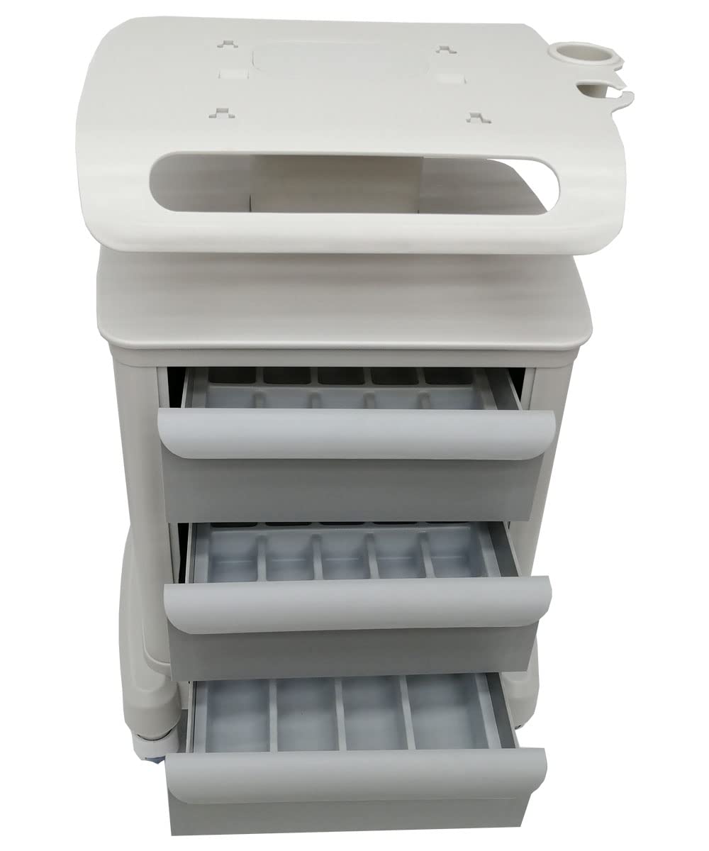 TECHTONGDA Mobile Ultrasound Cart with 3 Drawers - Portable Rolling Utility Trolley for Medical Equipment & Beauty Tools (66 LBS Capacity) - Perfect for Hospital, Office, Beauty Salon & Home Use