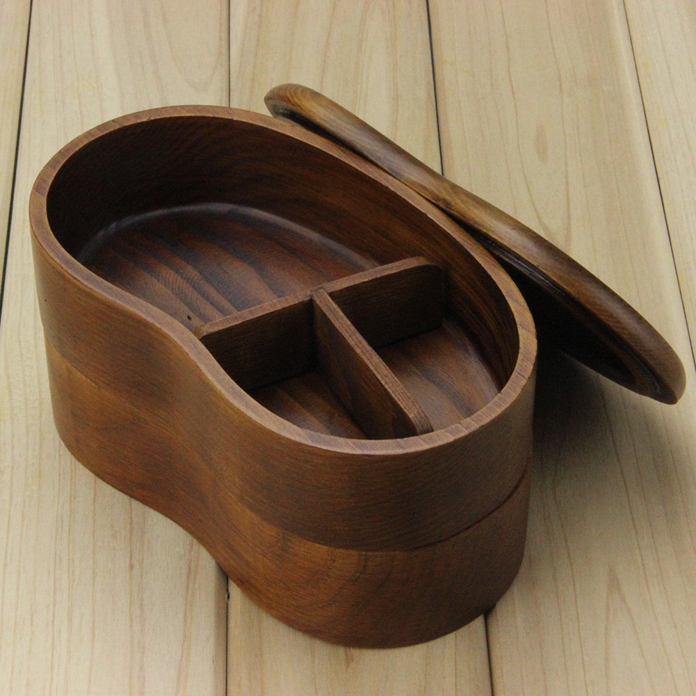 AOOSY Japanese Bento Box - Double Layer Natural Wooden Lunch Box for Adults | Eco-Friendly Food Container for Office, Picnic, Hiking & Camping | Perfect for Meal Prep & On-the-Go Dining