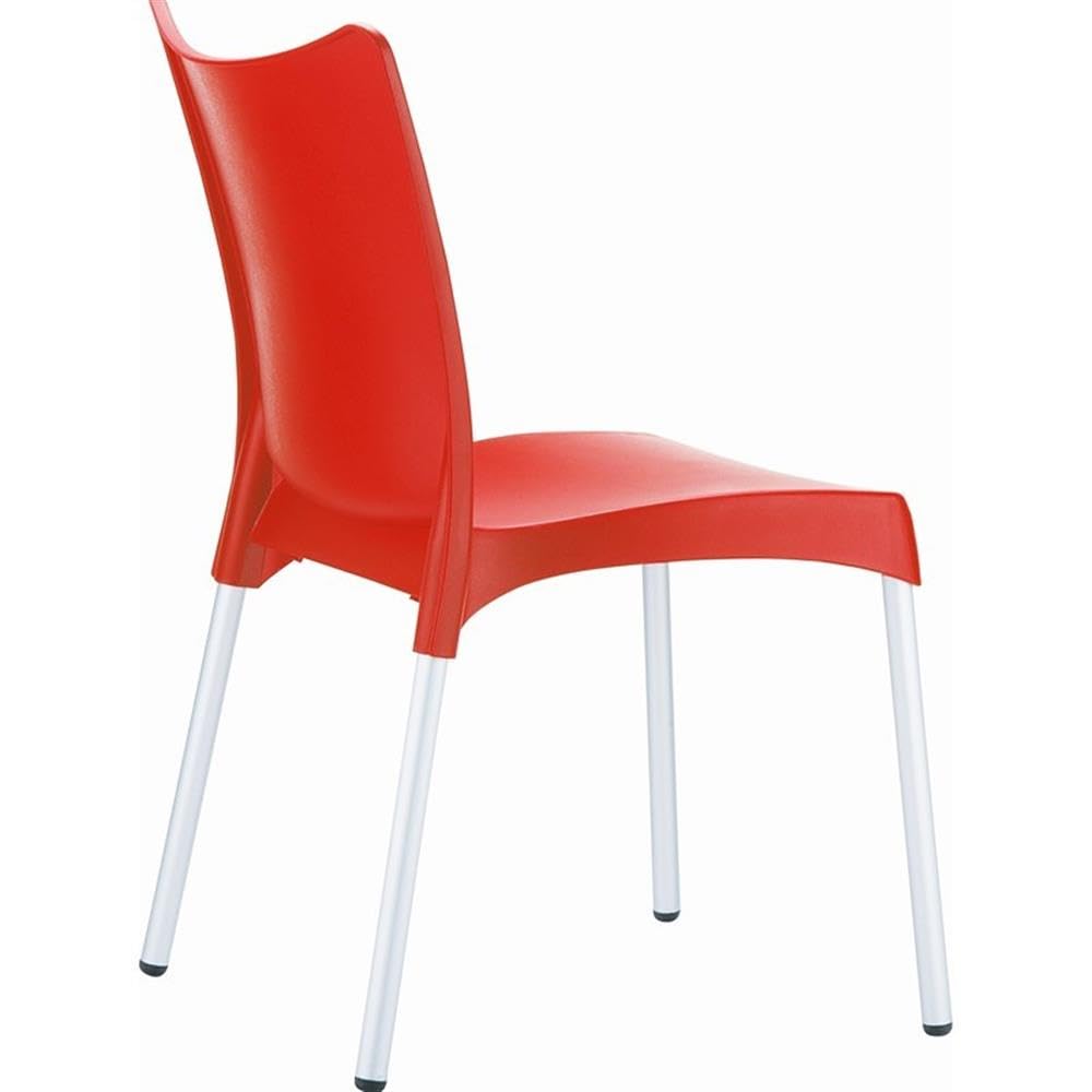 Red Resin Patio Dining Chairs Set of 2 - Juliette Outdoor Bistro Chairs for Garden, Poolside, Deck & Backyard - Weatherproof & Lightweight Outdoor Furniture
