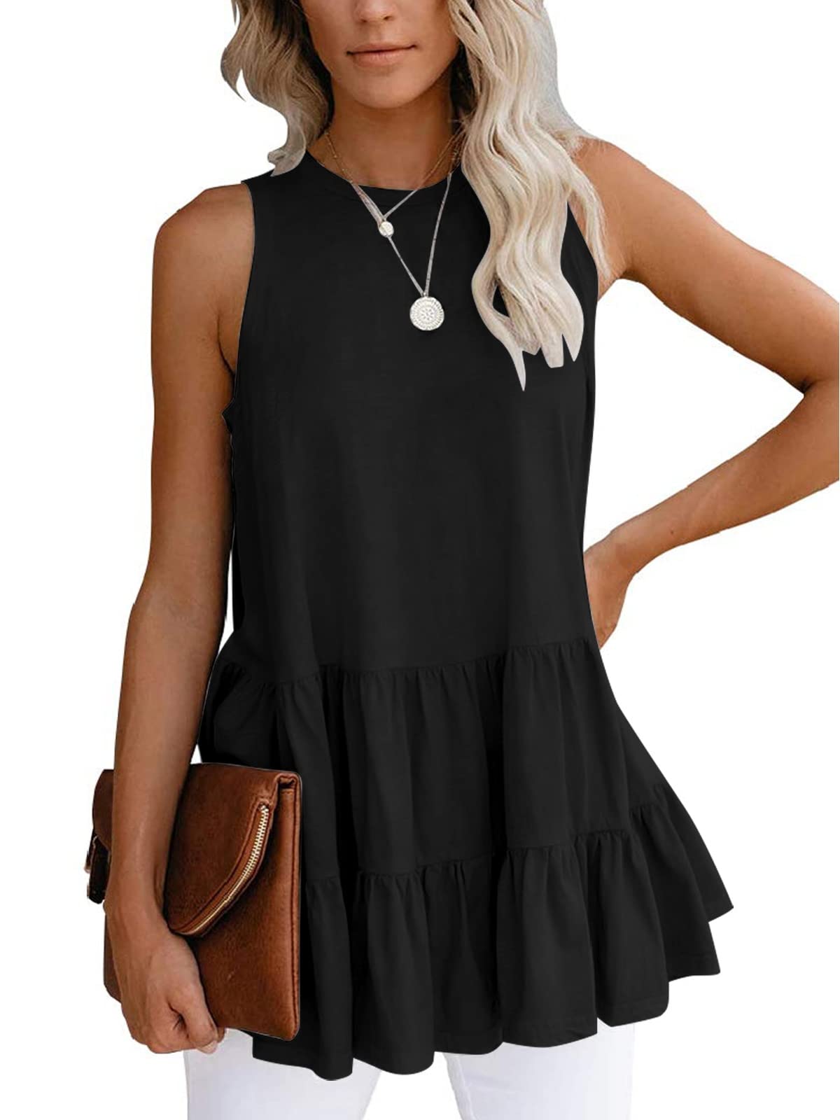 Women's Casual Sleeveless Peplum Tank Tops - Loose Flowy Summer Blouses for Beach, Yoga & Everyday Wear