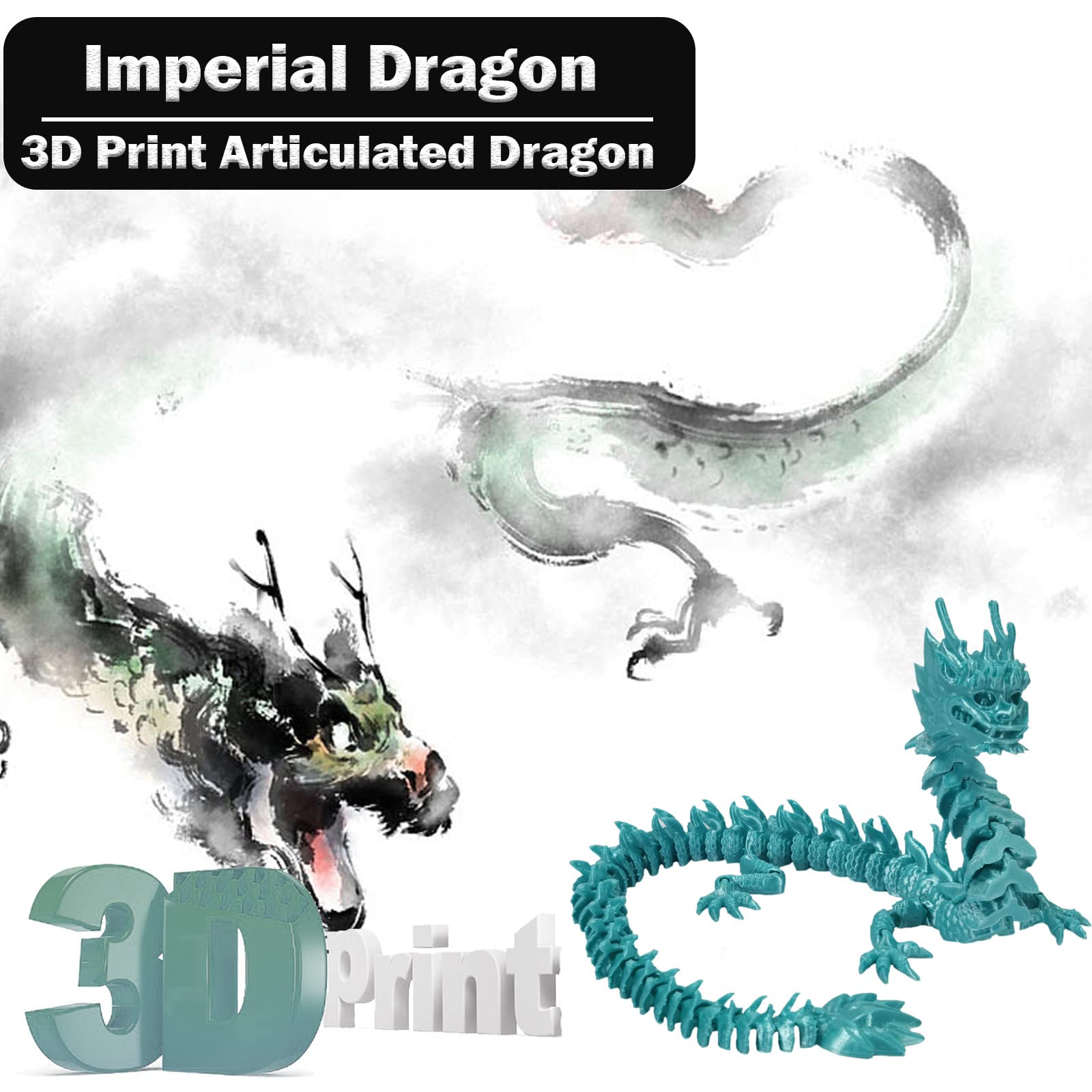 3D Printed Dragon Action Figure with Movable Joints - Collectible Relief Toy for Adults & Anxiety Relief - God of Liberty 21.7