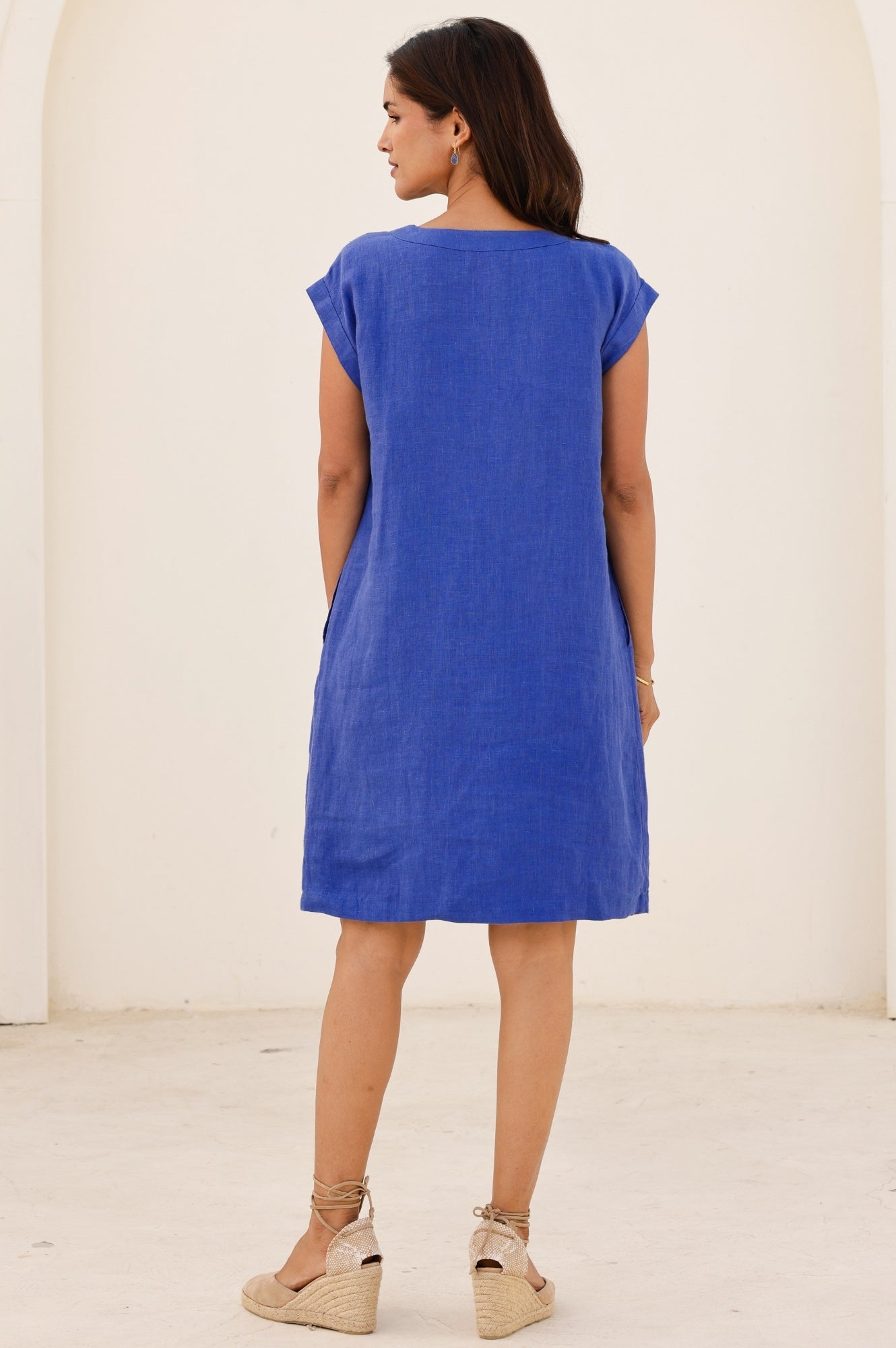 Dori Linen Dress for Women - Cobalt Blue Summer Maxi Dress | Beach Vacation, Date Night, Casual Outfit