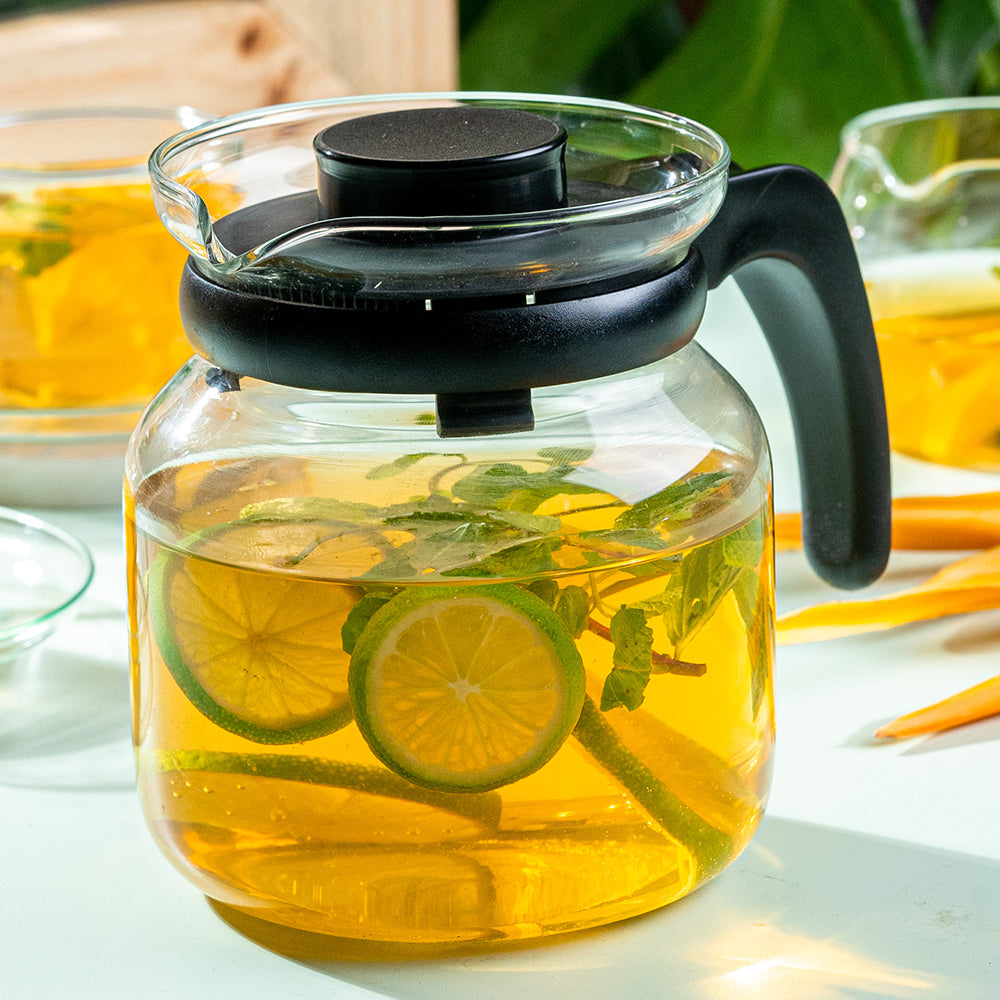 Premium Borosilicate Glass Carafe with Built-in Strainer - Ideal for Iced Tea, Cold Brew Coffee & Infused Water Pitcher