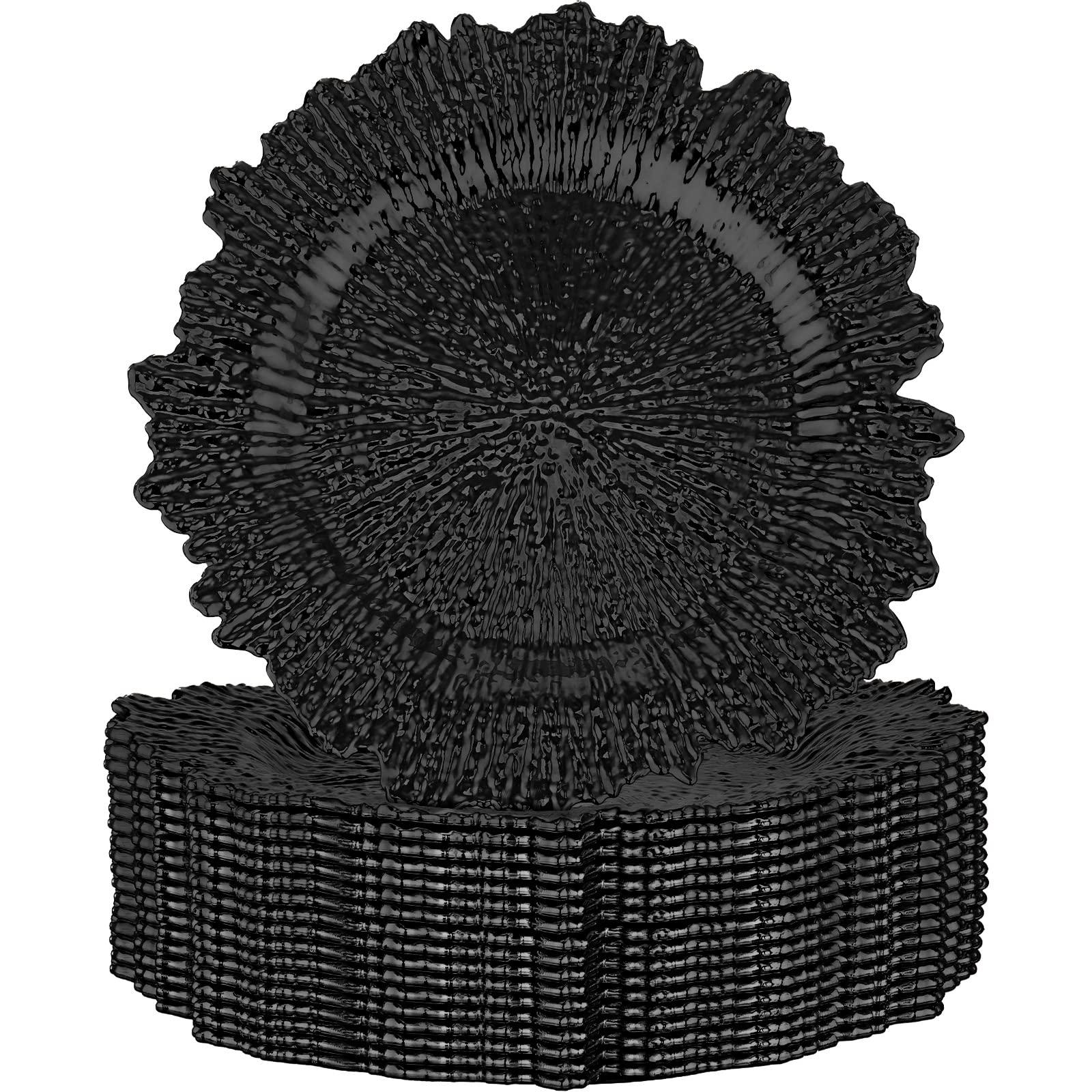 18 Pack Black Plastic Snowflake Charger Plates - 13 Inch Wedding & Christmas Dinner Plates for Holiday Parties, Events, and Floral Table Decorations - Perfect for Wedding Receptions, Christmas Celebrations, and Special Occasions