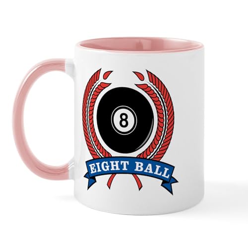 White/Pink Inside - Billiards Eight Ball Mug