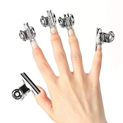 5Pcs Stainless Steel C-Curve Nail Pinching Clips - Silver Nail Extension Tools for Professional Nail Art, Manicure & Press-On Nails | Multi-Functional Nail Accessories for Salon & Home Use