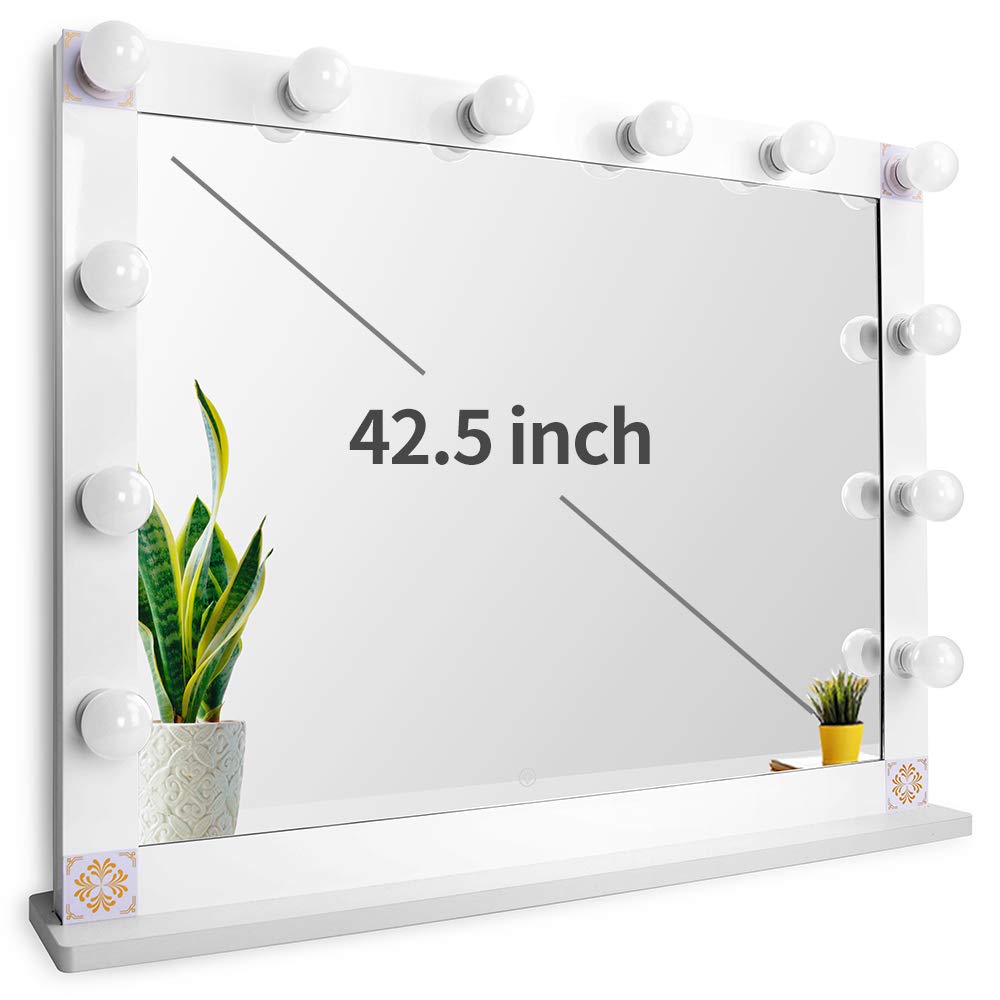 Hollywood Style Lighted Vanity Mirror with Dimmer & Touch Control - Large Tabletop Makeup Mirror for Professional Makeup Application (White) - Perfect for Home Dressing Room, Beauty Salon & Bridal Makeup