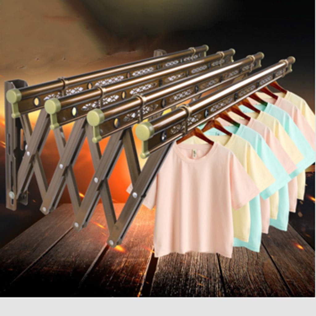 XBSXP Expandable Stainless Steel Wall Mount Drying Rack - Foldable Clothes Airer for Bathroom, Living Room & Outdoor Use | Space-Saving Towel & Laundry Organizer (4-Track) | Perfect for Small Apartments, RVs & Balconies