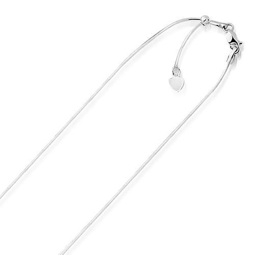14K White Gold Adjustable Snake Chain Necklace 0.85mm Thin - 22 Inch Length for Women, Perfect for Layering or Wearing Solo as a Delicate Jewelry Piece
