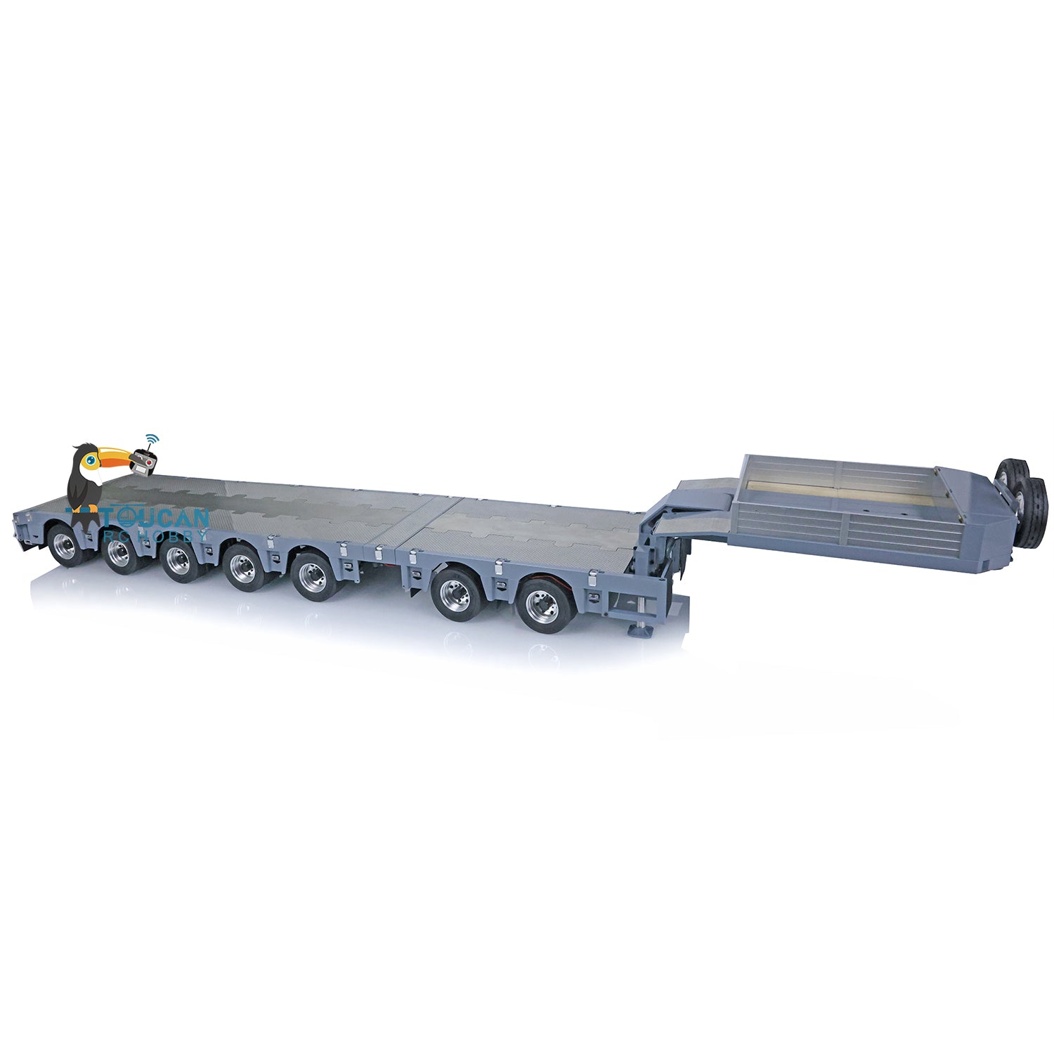 NOOXION 1/14 Scale Broshuis 2+5 Axle Metal Heavy Duty Trailer Flat Module for TAMIYA RC Tractor Truck - Compatible with Remote Control Excavator & Loader Models | Perfect for Construction Site Simulation & RC Truck Enthusiasts