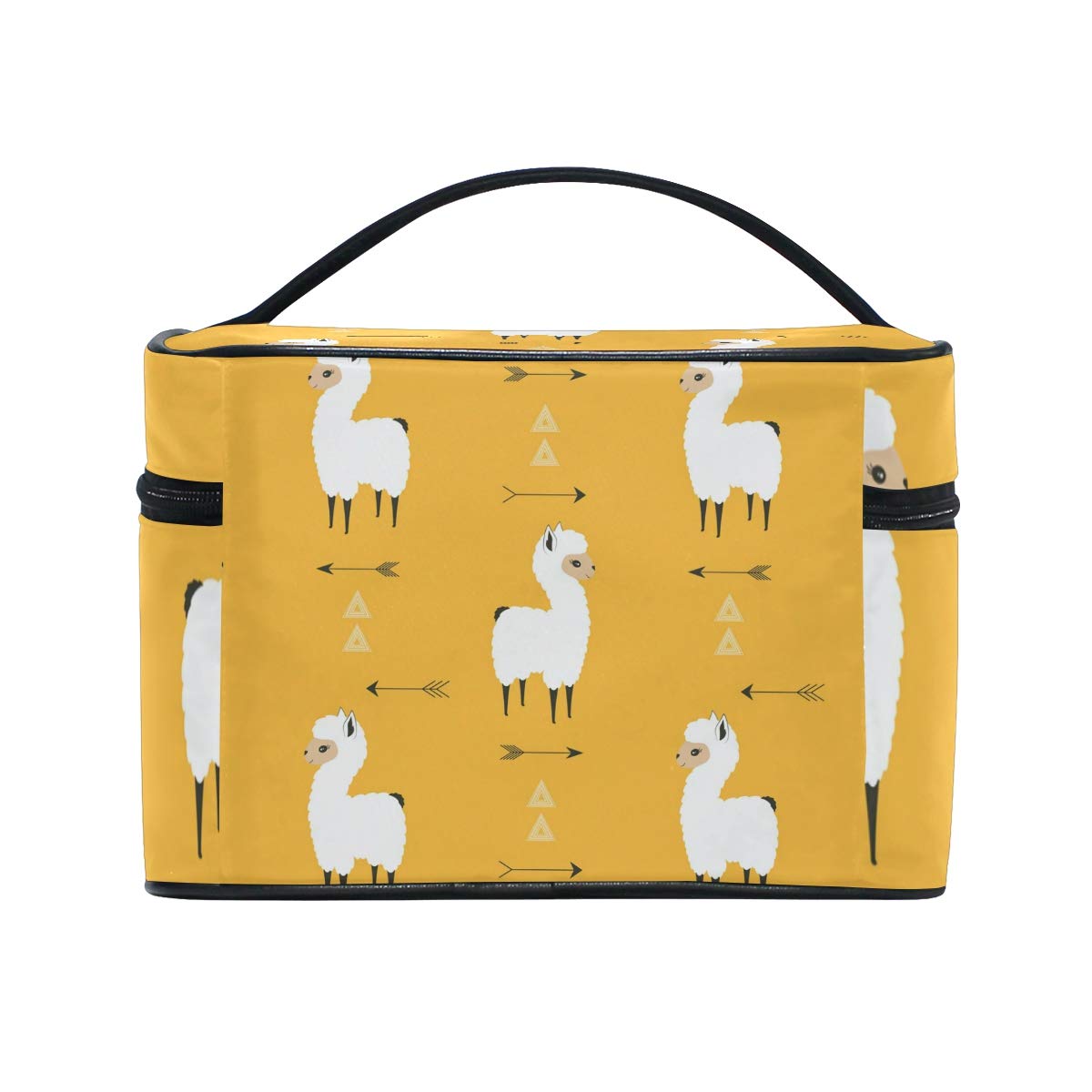 Llama Print Cosmetic Bag with Arrows - Waterproof Makeup Case & Travel Toiletry Organizer for Women & Girls | Portable Hanging Pouch for Gym, Vacation & Daily Use