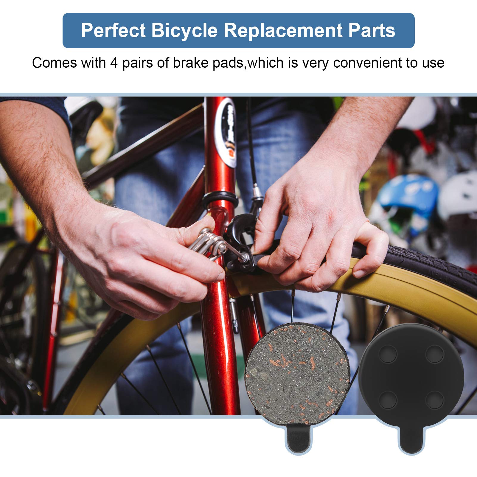 High-Performance Scooter Brake Pads - Semi-Metal Brake Pads & Rotor Disc Set for 10-Inch Electric Scooters (4 Pairs) - Perfect for Commuting, Urban Travel & Lasting Braking Power