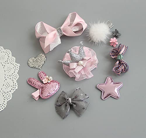 **10 Pcs Cute Hair Clips for Kids & Toddlers - Non-Slip Fabric Bow Barrettes & Hair Pins - Perfect for School, Parties & Daily Styling**