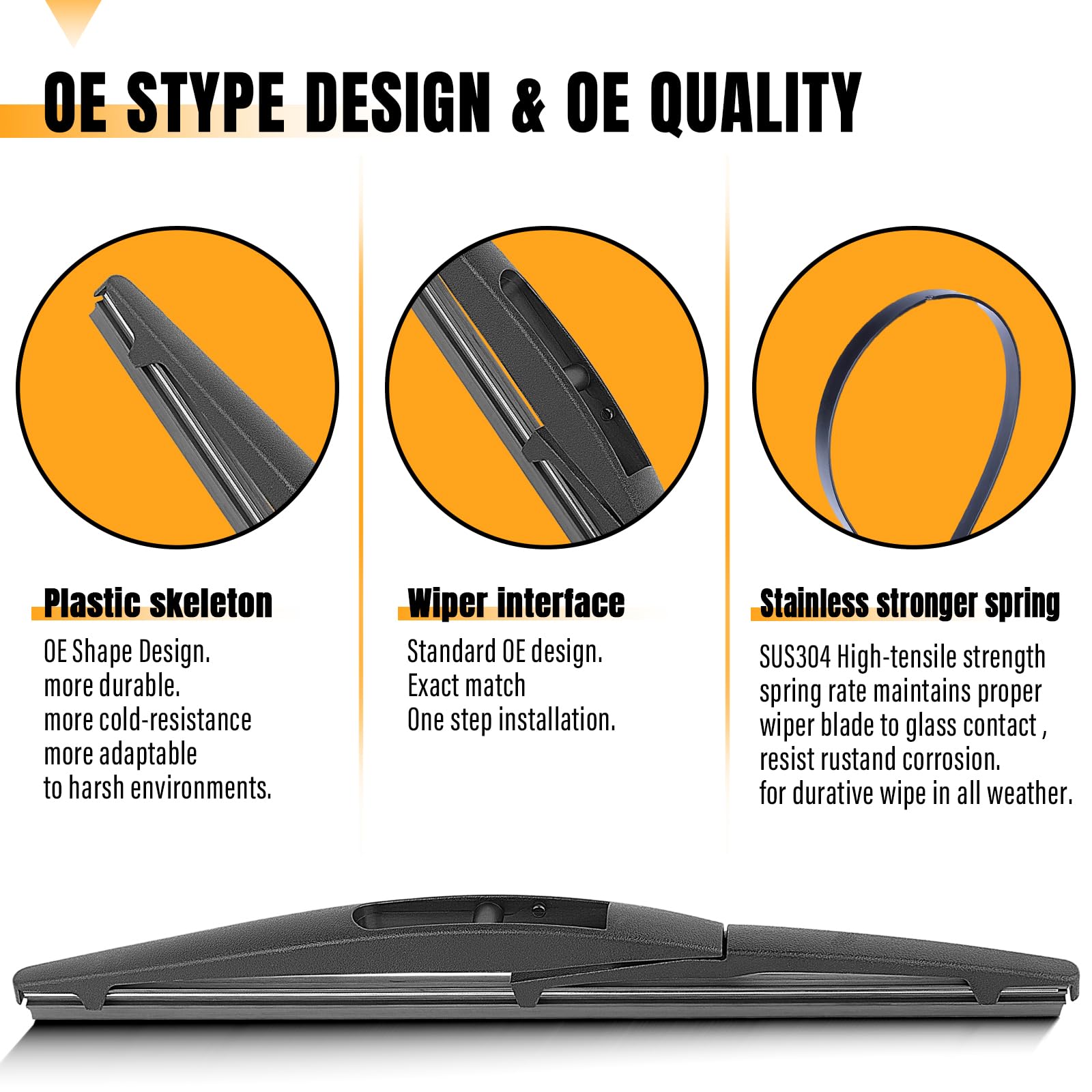 AUTOBOO 10 Inch Rear Wiper Blade Replacement for Mitsubishi Outlander Sport 2021-2011, Honda HR-V 2022-2016, Nissan Leaf, Infiniti QX80 QX56 - High Quality OEM Fit Windshield Wiper Blade (Pack of 1) - Perfect for Rainy Weather and Winter Driving Conditions