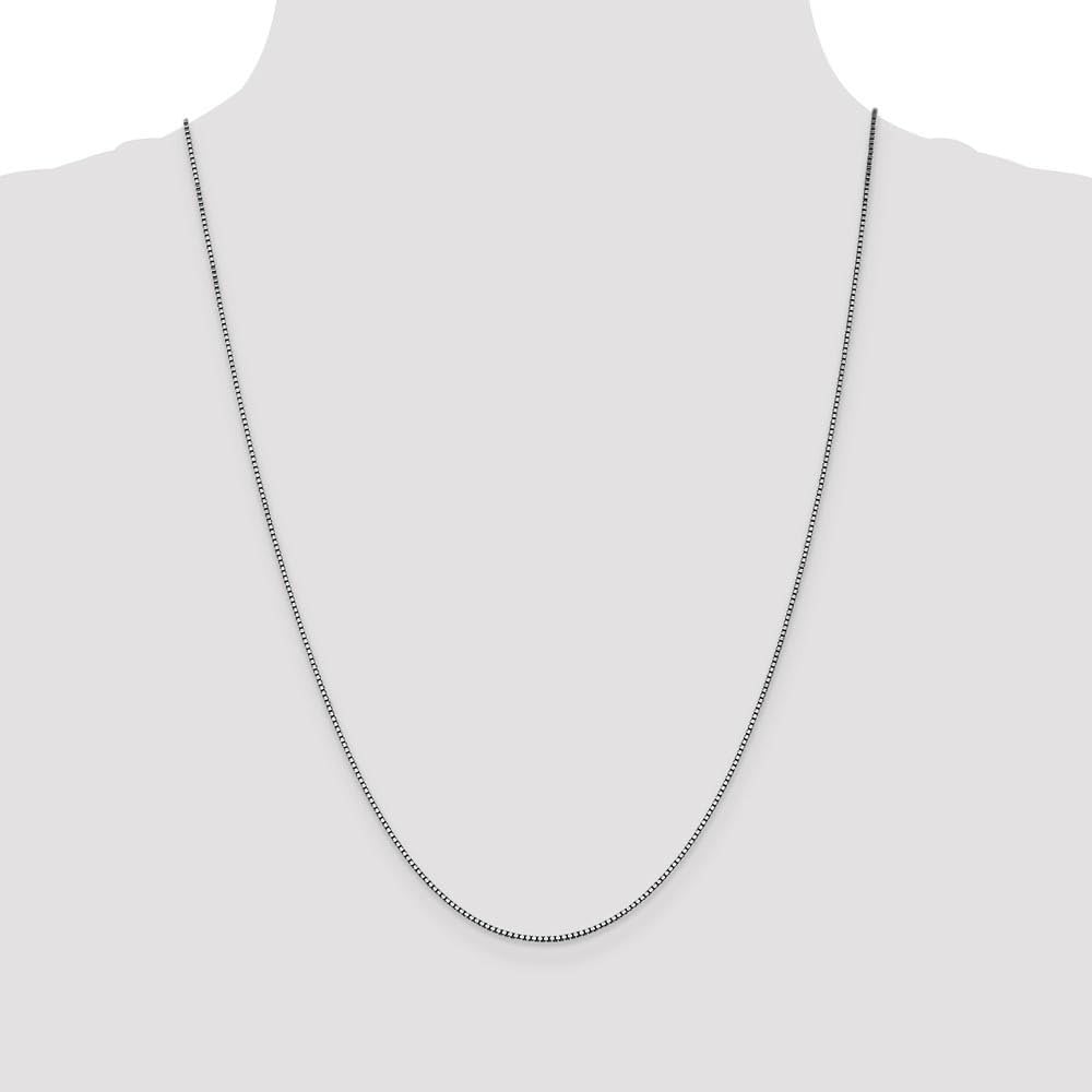 The Black Bow 1mm 14k White Gold Solid Classic Box Chain Necklace for Women, Perfect for Everyday Wear, Gifts, and Special Occasions
