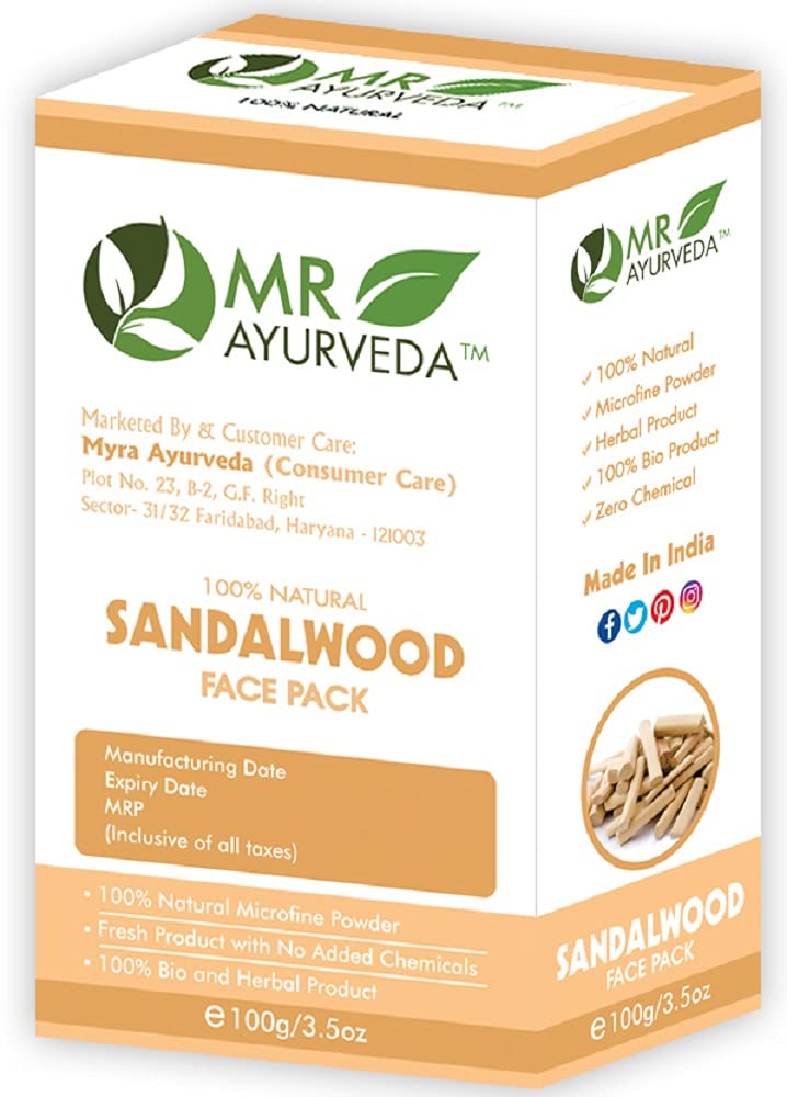 MR Ayurveda 100% Organic Sandalwood Powder for Face & Skin Care - 100g | Natural Facial Mask Ingredient, DIY Beauty Treatments & Ayurvedic Remedies