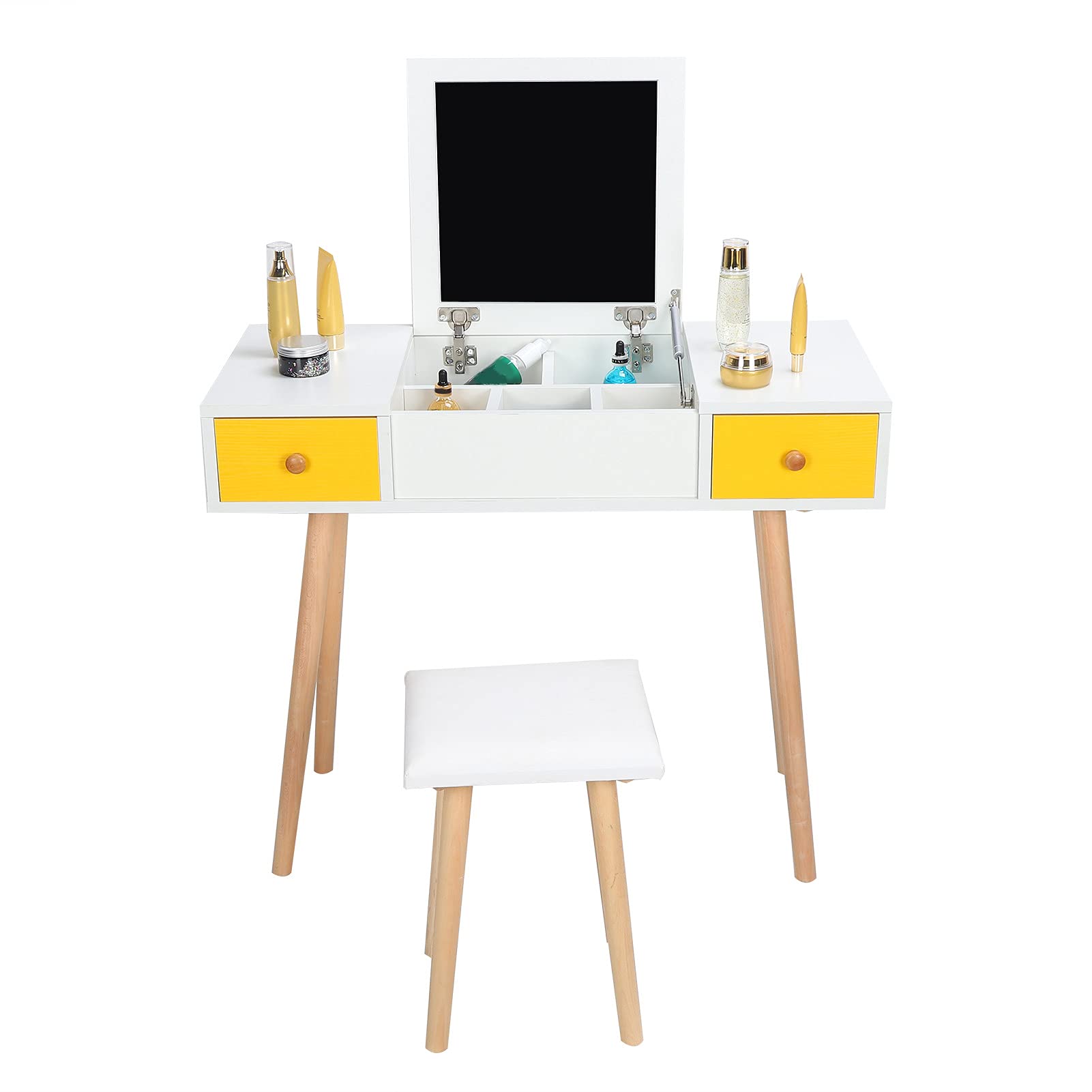 Ejoyous Vanity Makeup Dressing Table with Mirror - Elegant Beauty Desk for Bedroom, Living Room & Dorm | Perfect for Makeup, Skincare & Hair Styling
